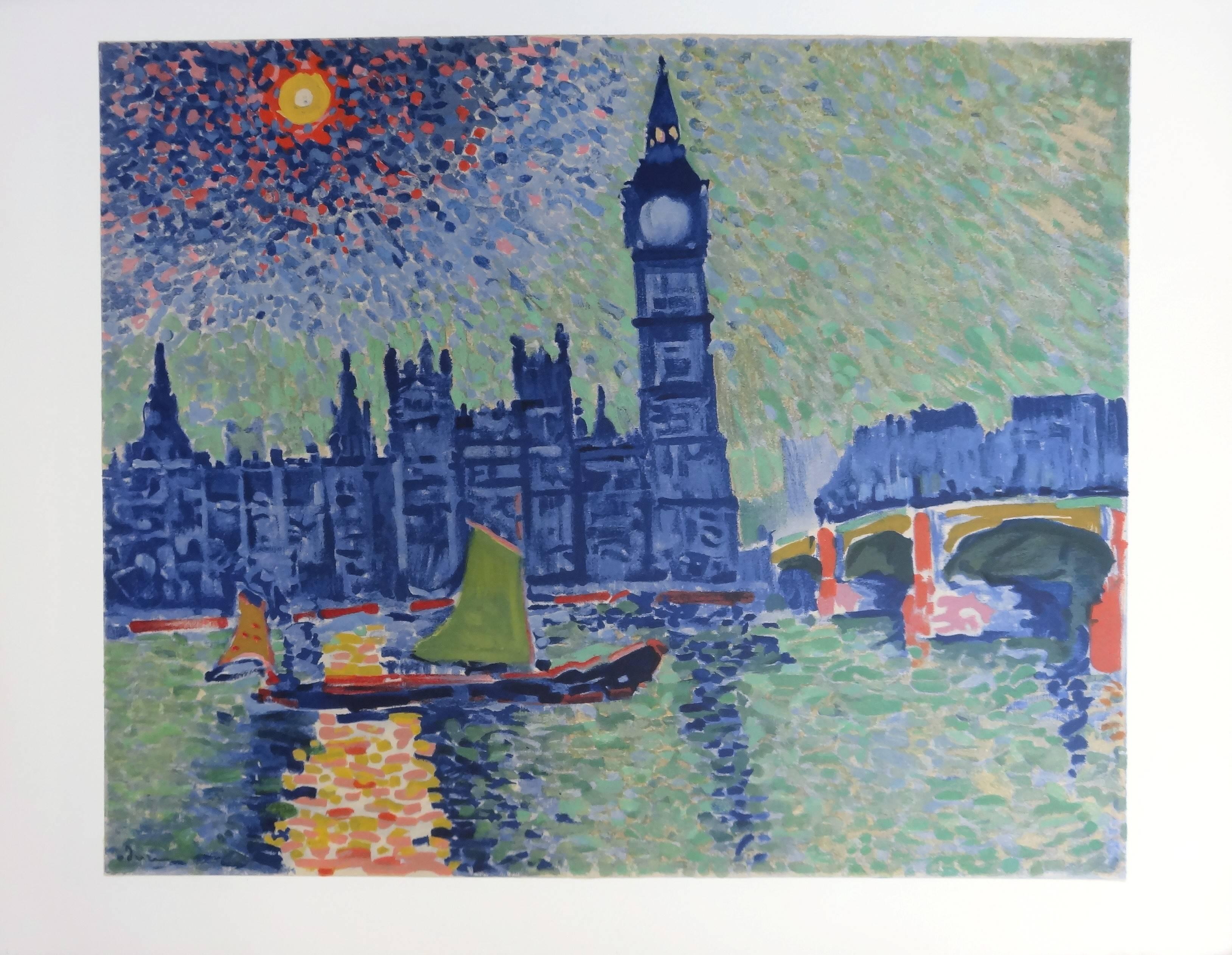 (after) André Derain Landscape Print - London Viewed from the Thames - Lithograph, 1972