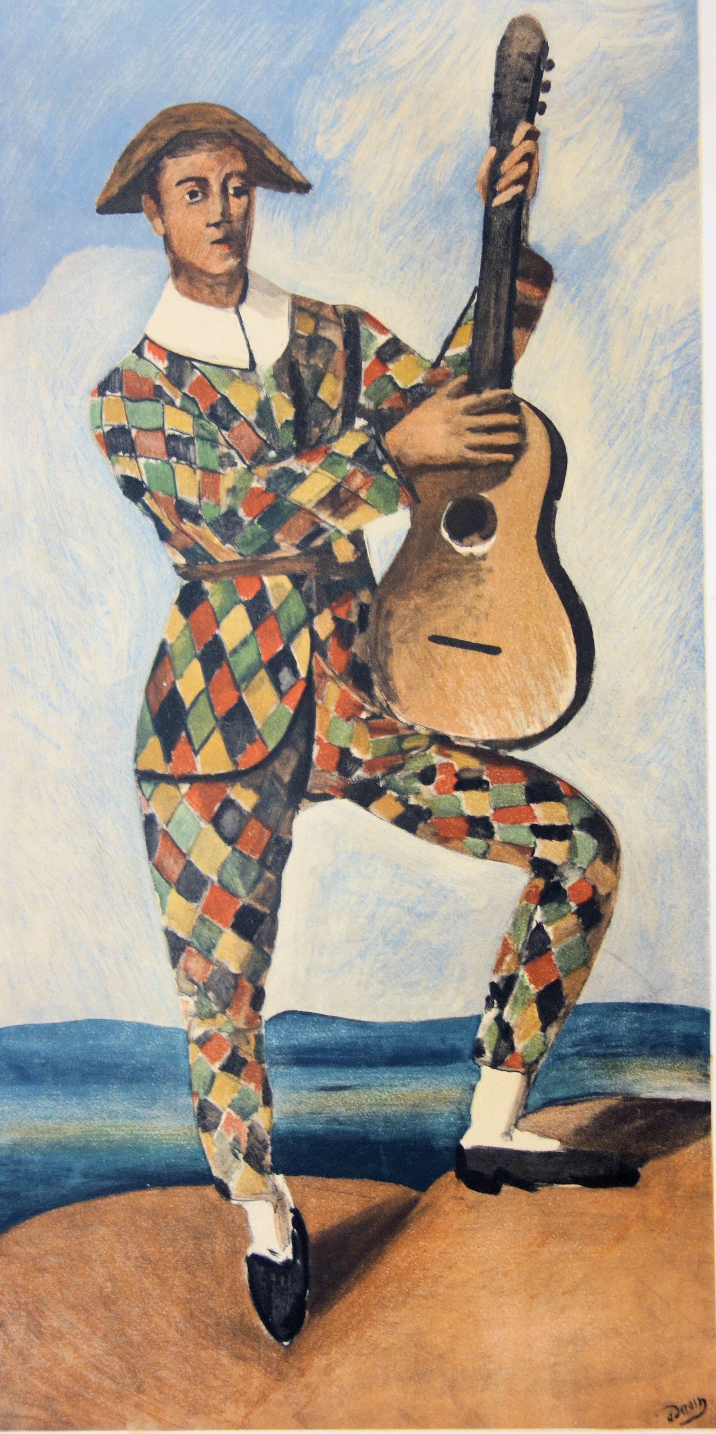 André Derain
Omaggio a Picasso : Musicista Arlecchino

Litografia di Stone
Firma stampata sulla targhetta
Su pergamena Rives 74 x 54 cm (circa 30 x 22 pollici)
A cura di Galerie Maeght c. 1950

Ottimo stato, evidenti tracce di foxing ai margini