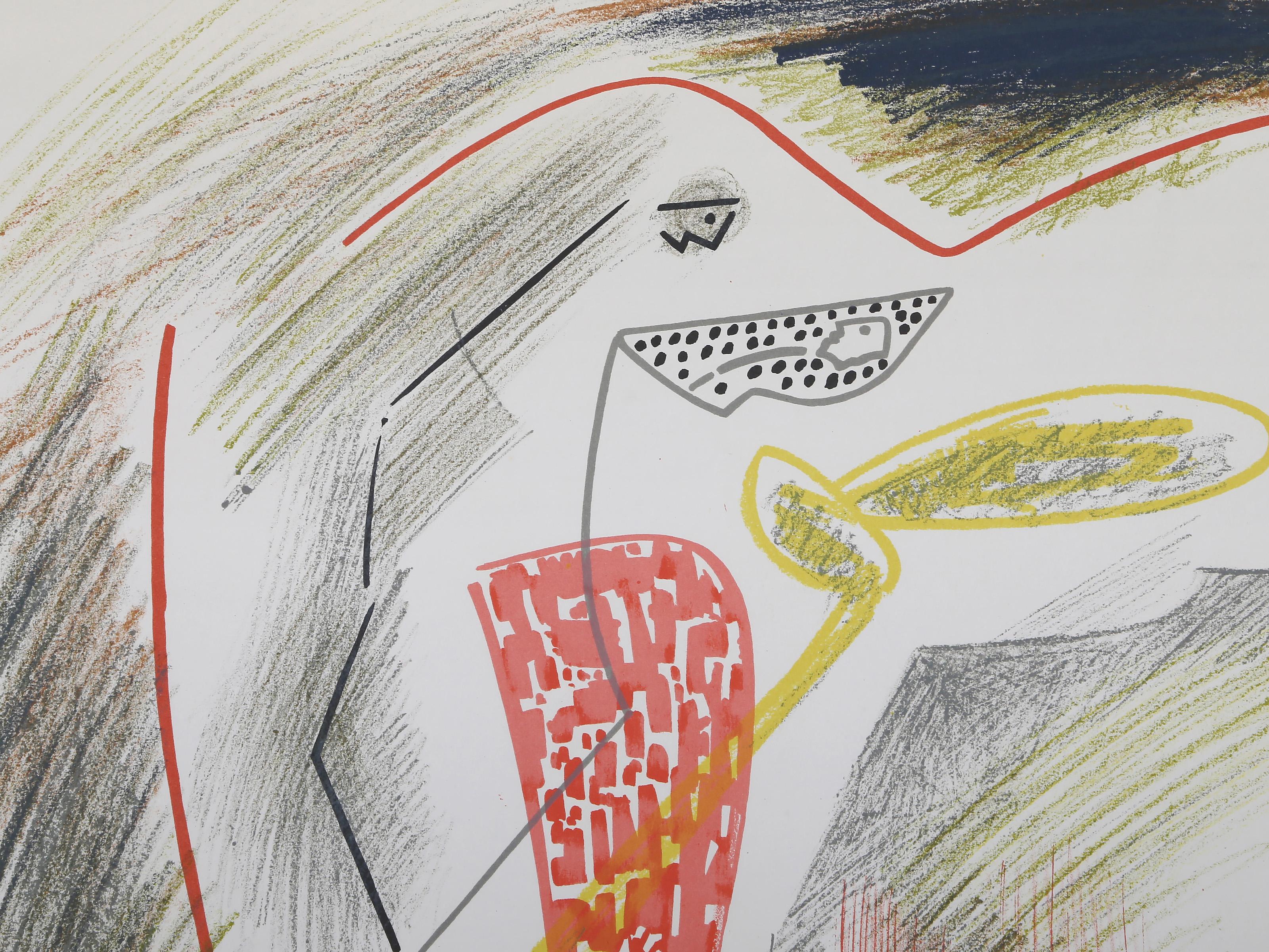 Ausstellung in der Galerie Lucie Weill, Surrealistische Lithografie-Plakate von Andre Masson – Print von André Masson