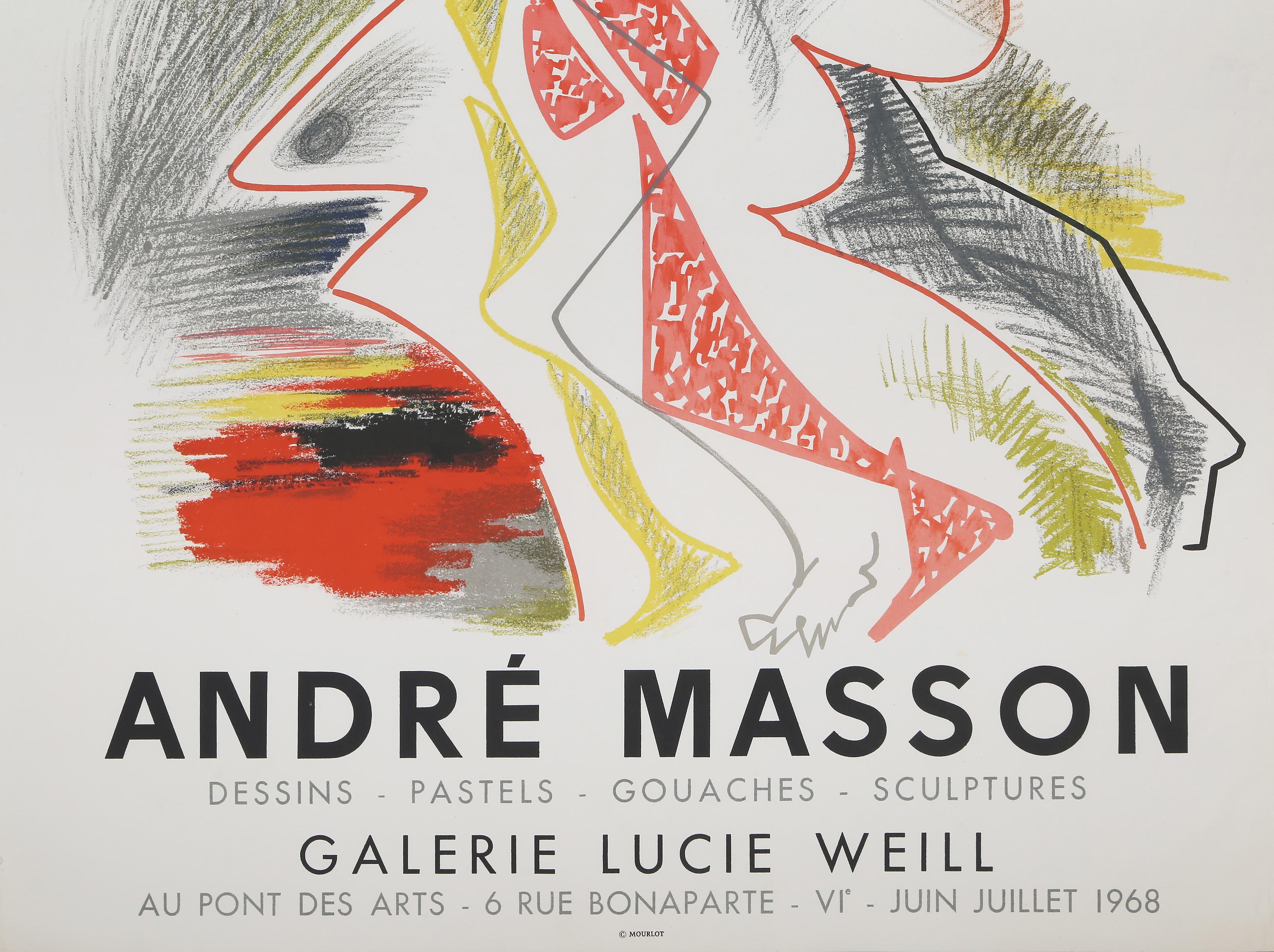 Ausstellung in der Galerie Lucie Weill, Surrealistische Lithografie-Plakate von Andre Masson (Surrealismus), Print, von André Masson