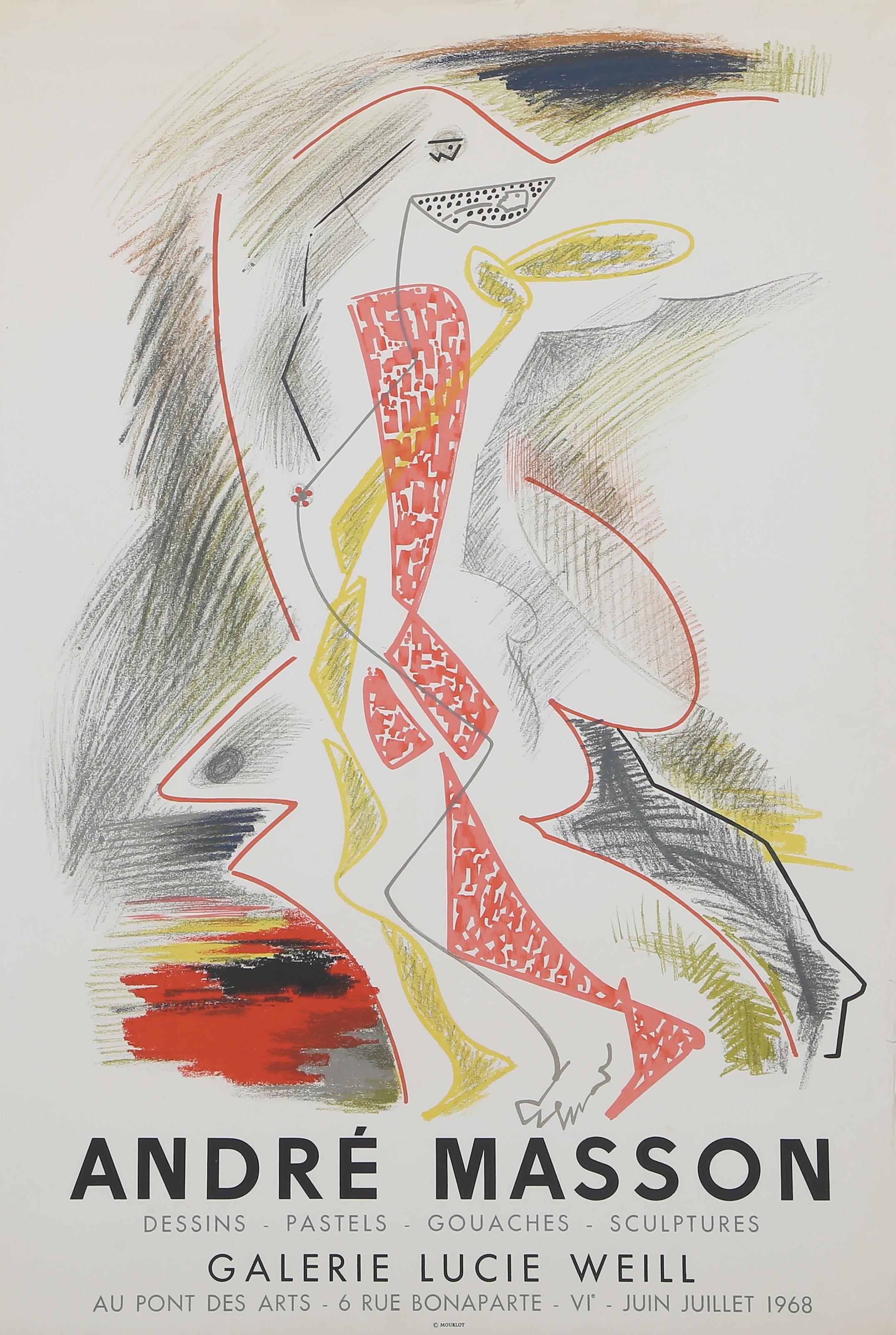 Ausstellung in der Galerie Lucie Weill, Surrealistische Lithografie-Plakate von Andre Masson