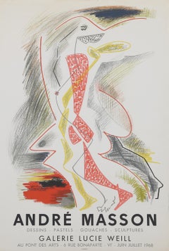 Ausstellung in der Galerie Lucie Weill, Surrealistische Lithografie-Plakate von Andre Masson