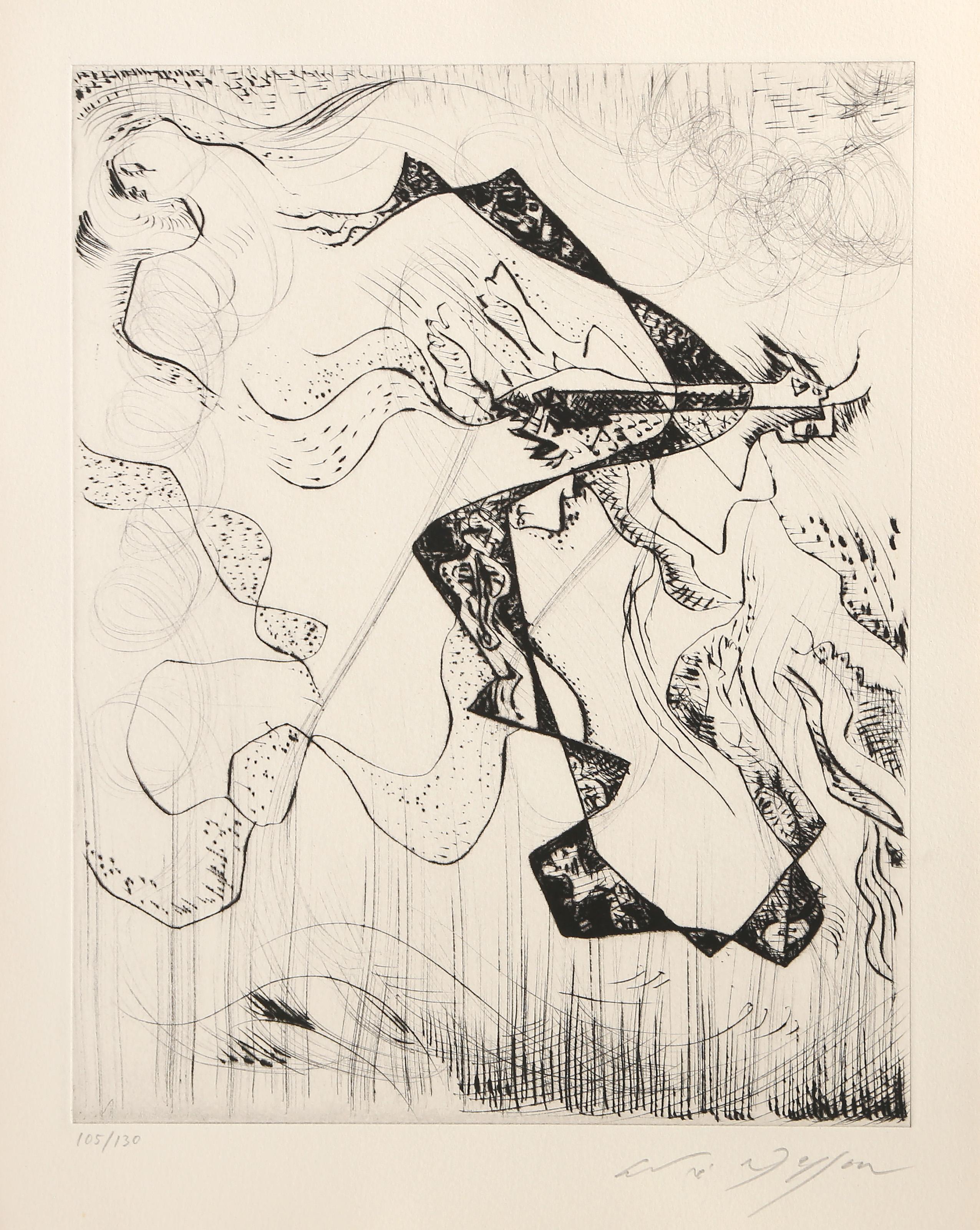 Untitled from Body and Heart, Surrealist Etching by Andre Masson