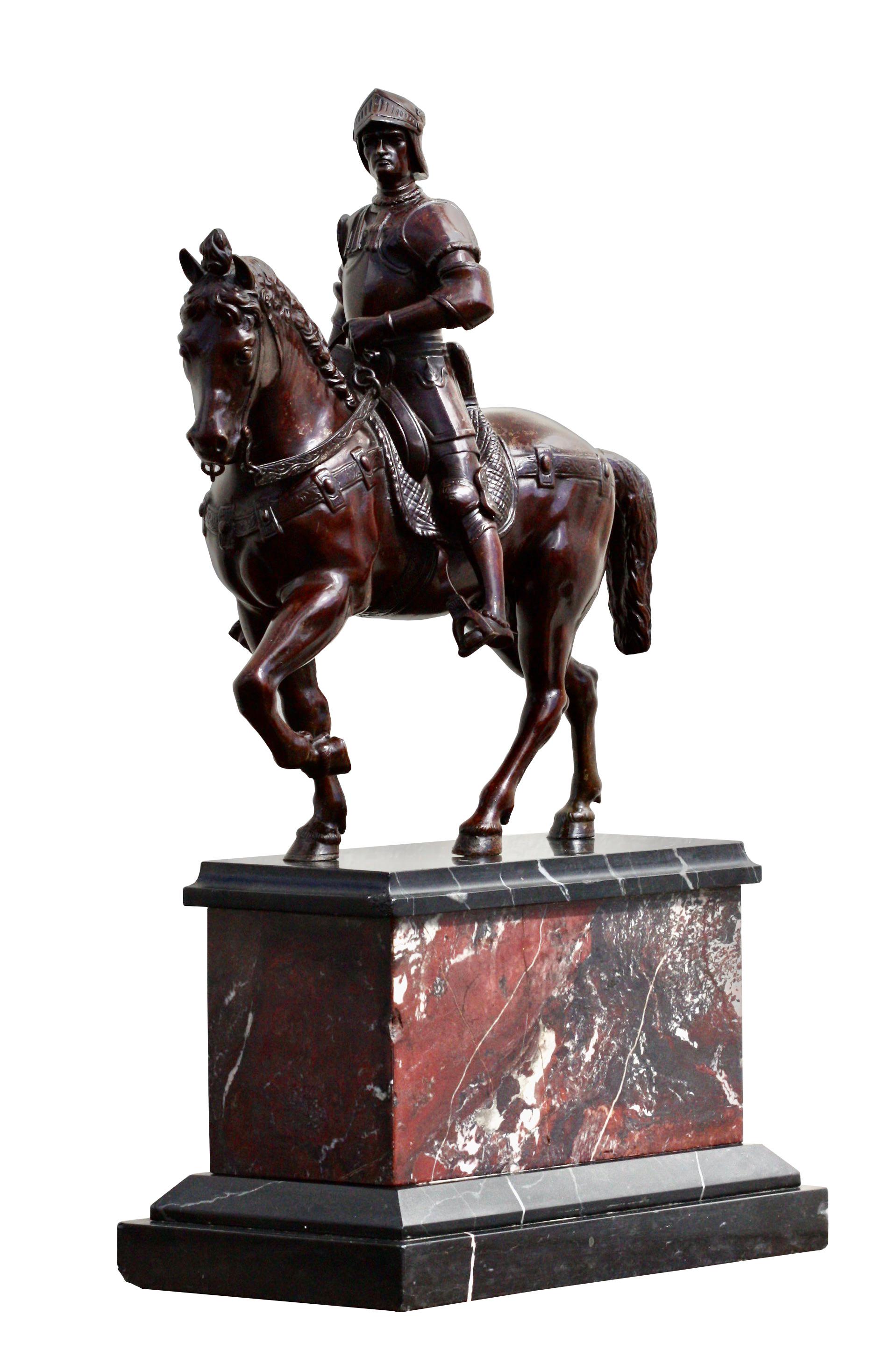 After Andrea del Verrocchio a Bronze Equestrian Group of Colleone For Sale 6