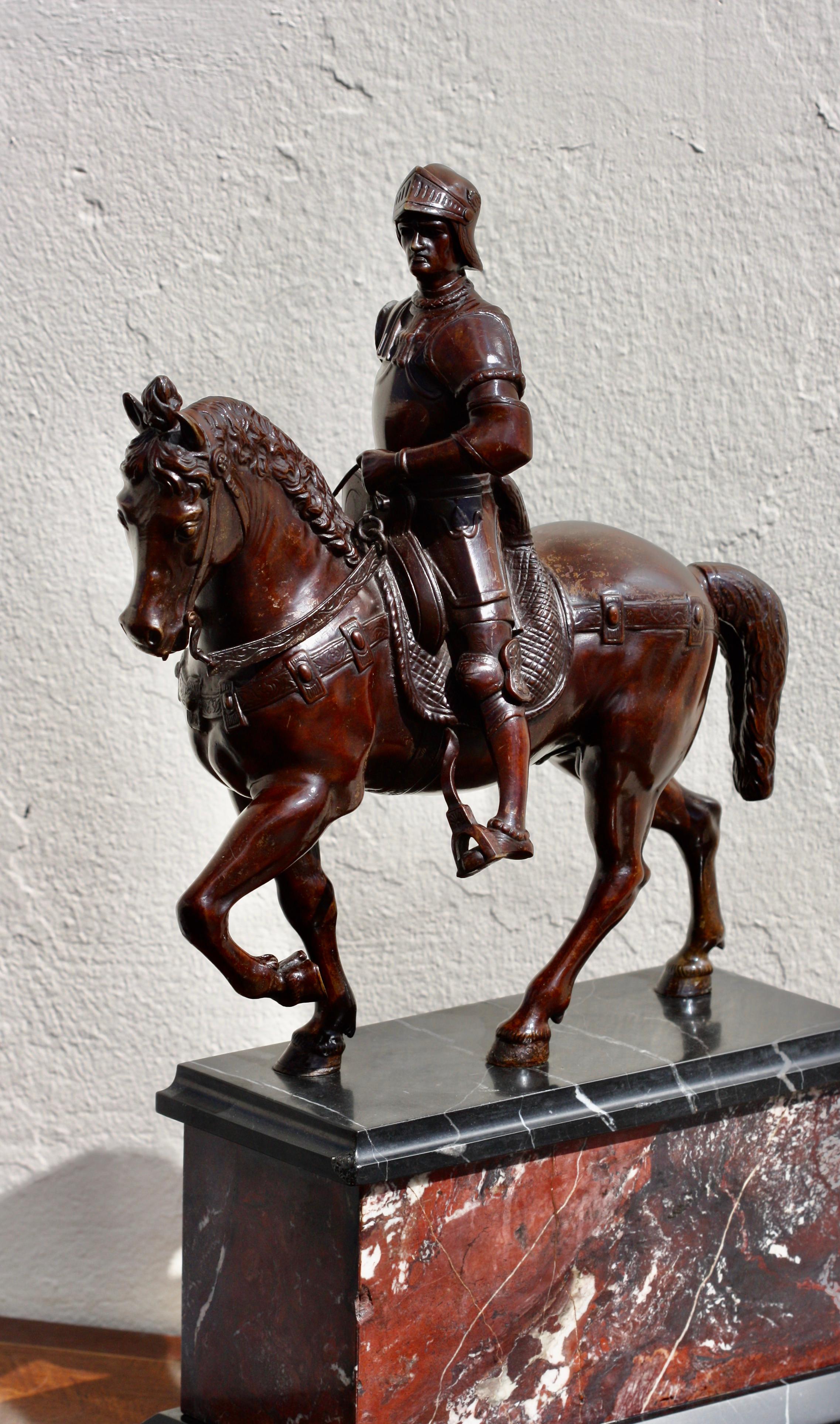 After Andrea del Verrocchio a Bronze Equestrian Group of Colleone For Sale 1