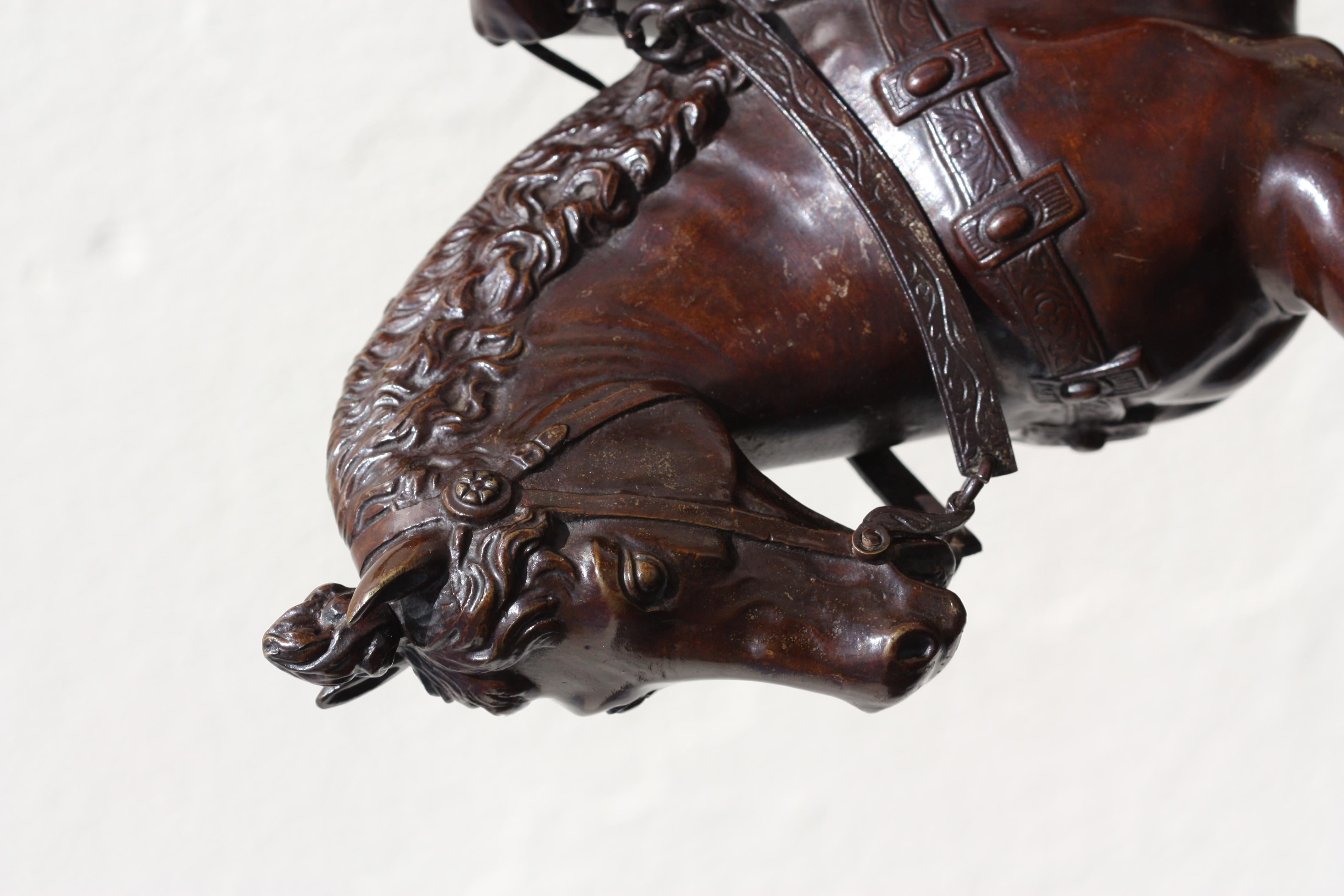 After Andrea del Verrocchio a Bronze Equestrian Group of Colleone For Sale 2