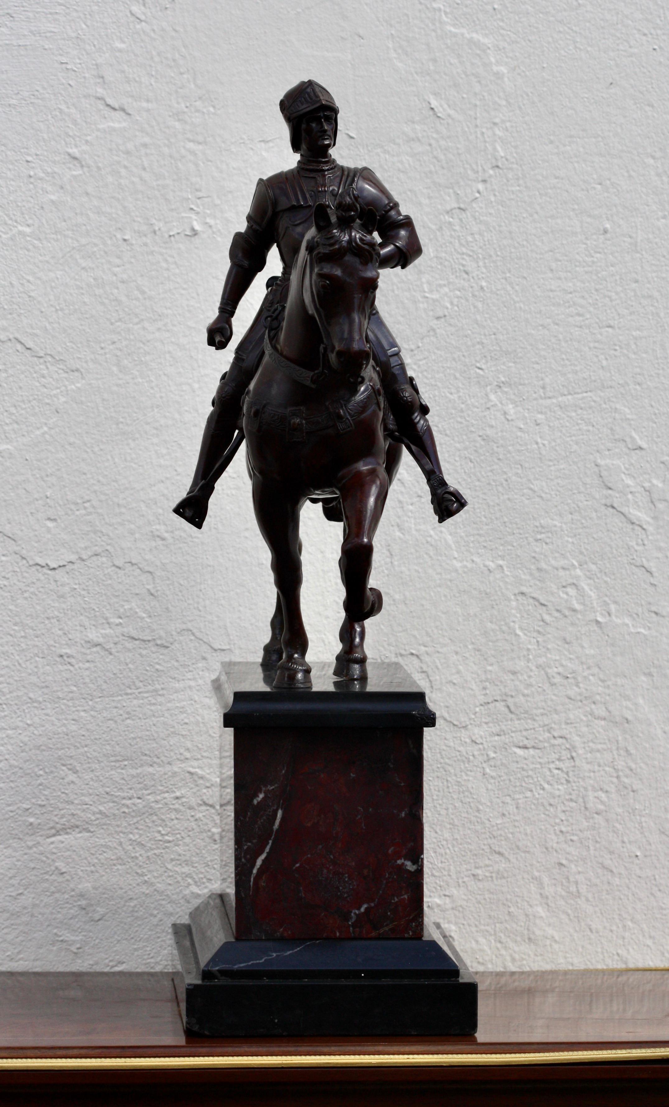After Andrea del Verrocchio a Bronze Equestrian Group of Colleone For Sale 5