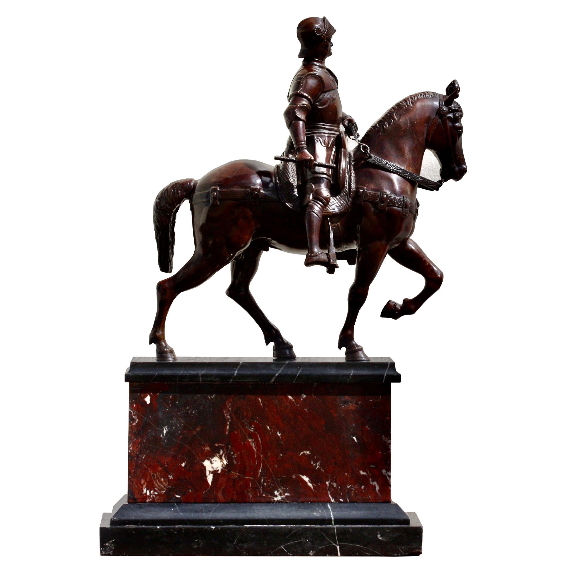 After Andrea del Verrocchio a Bronze Equestrian Group of Colleone For Sale