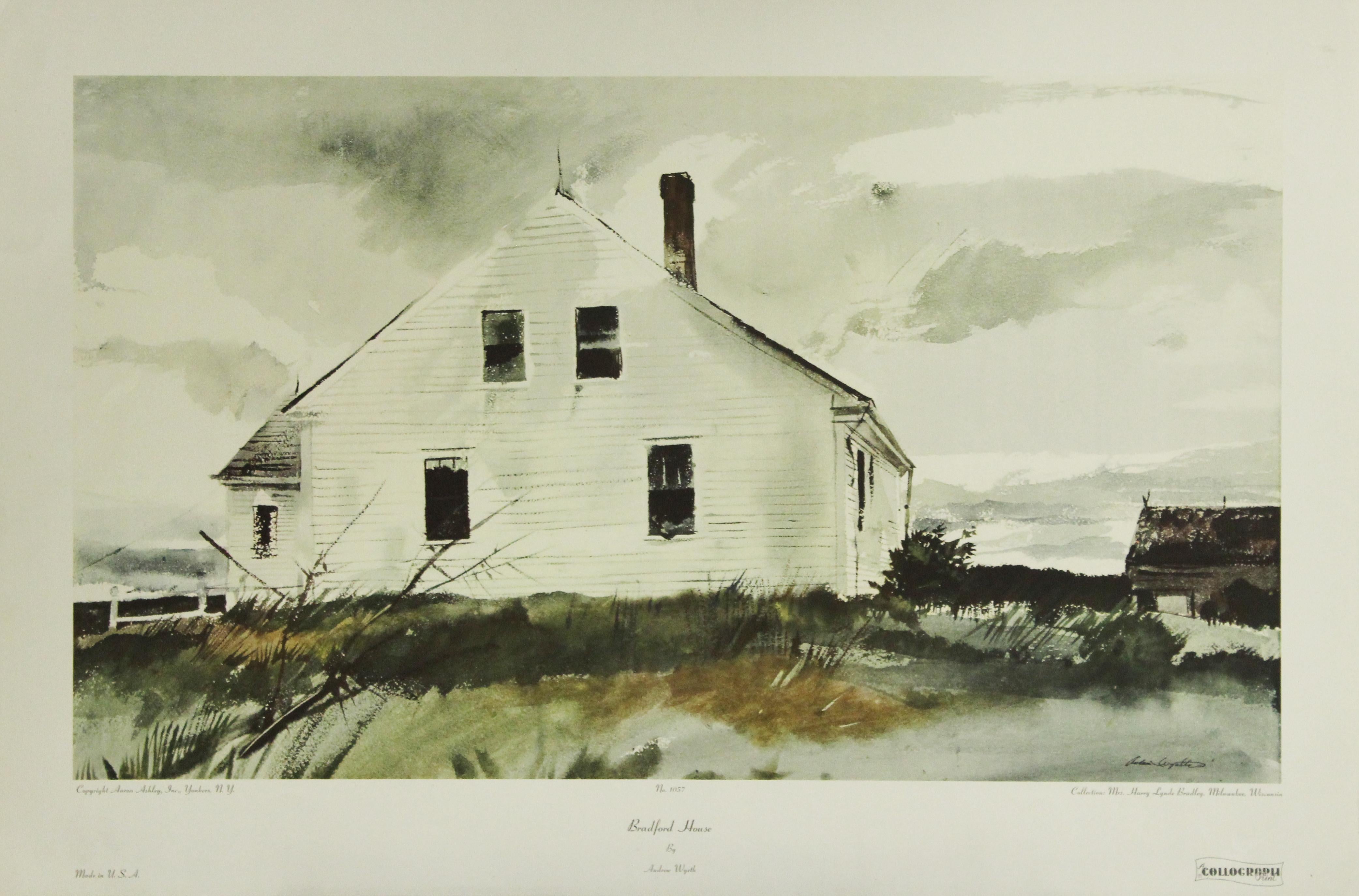 (after) Andrew Wyeth Landscape Print - Bradford House-Poster. Copyright Aaron Ashley, Inc. 