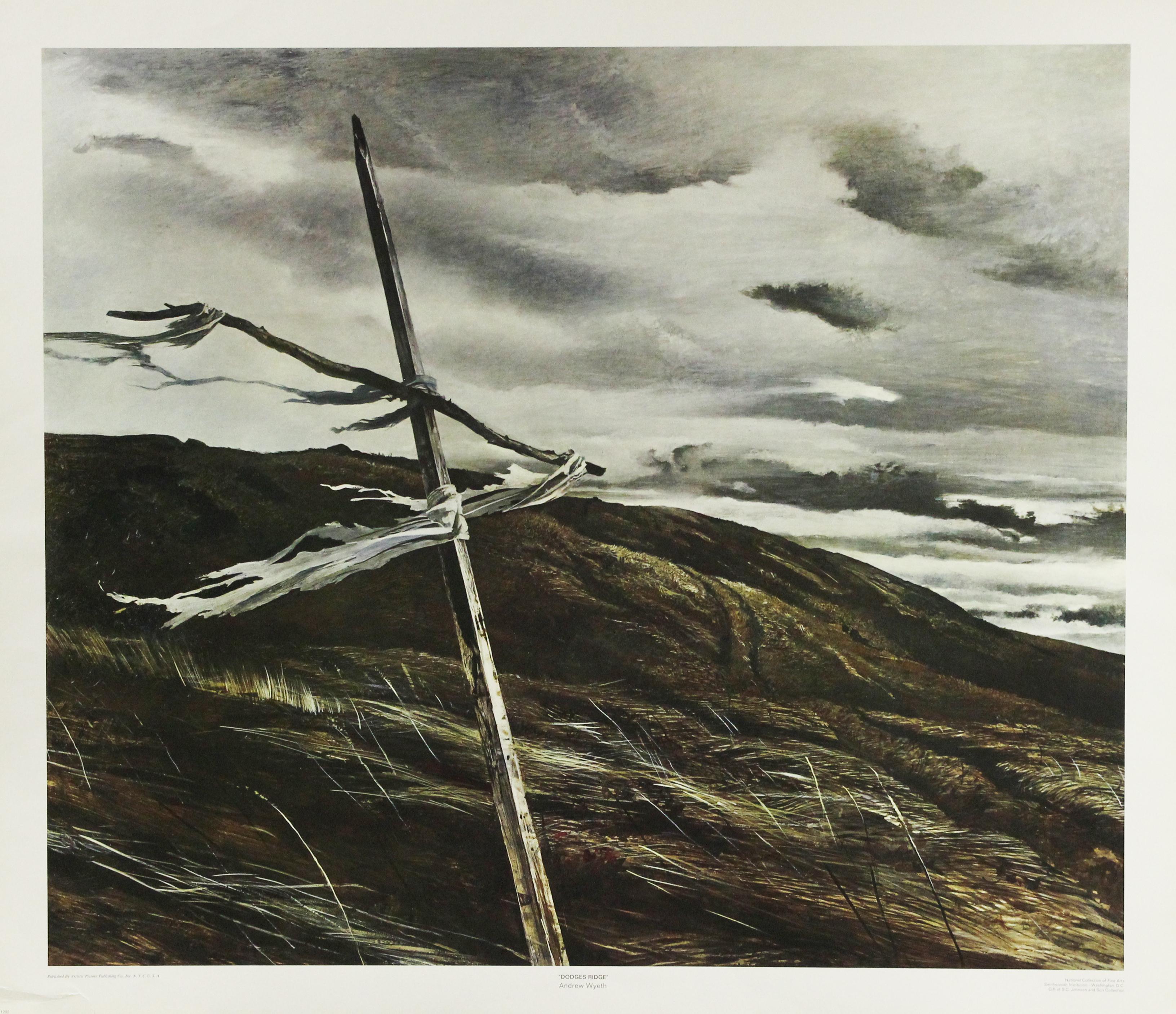 (after) Andrew Wyeth Landscape Print - Dodges Ridge-Poster. Printed in the Netherlands by Smeets Lithographers. 