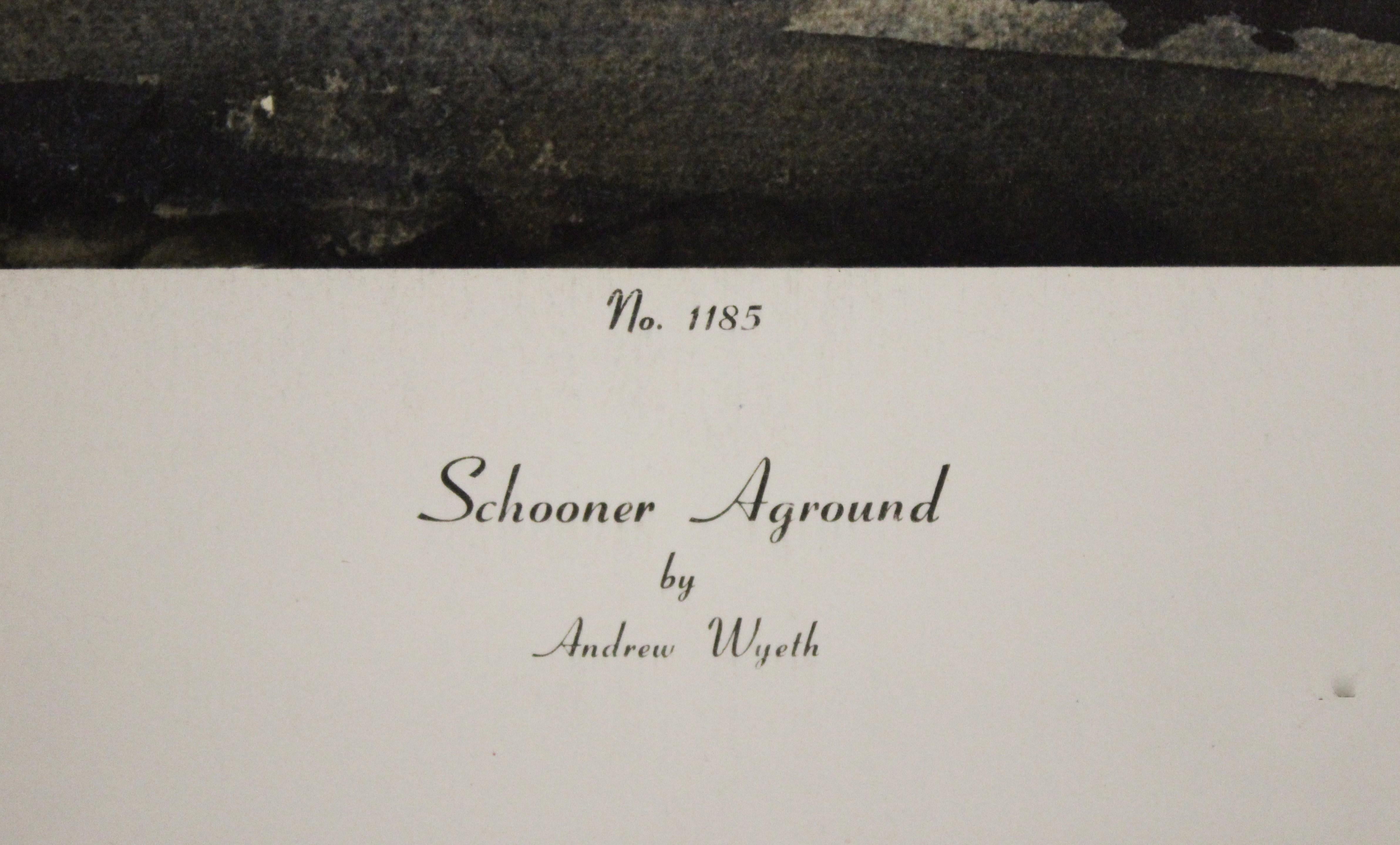 Schooner-Poster „Aground“. Copyright Aaron Ashley, Inc.  – Print von (after) Andrew Wyeth