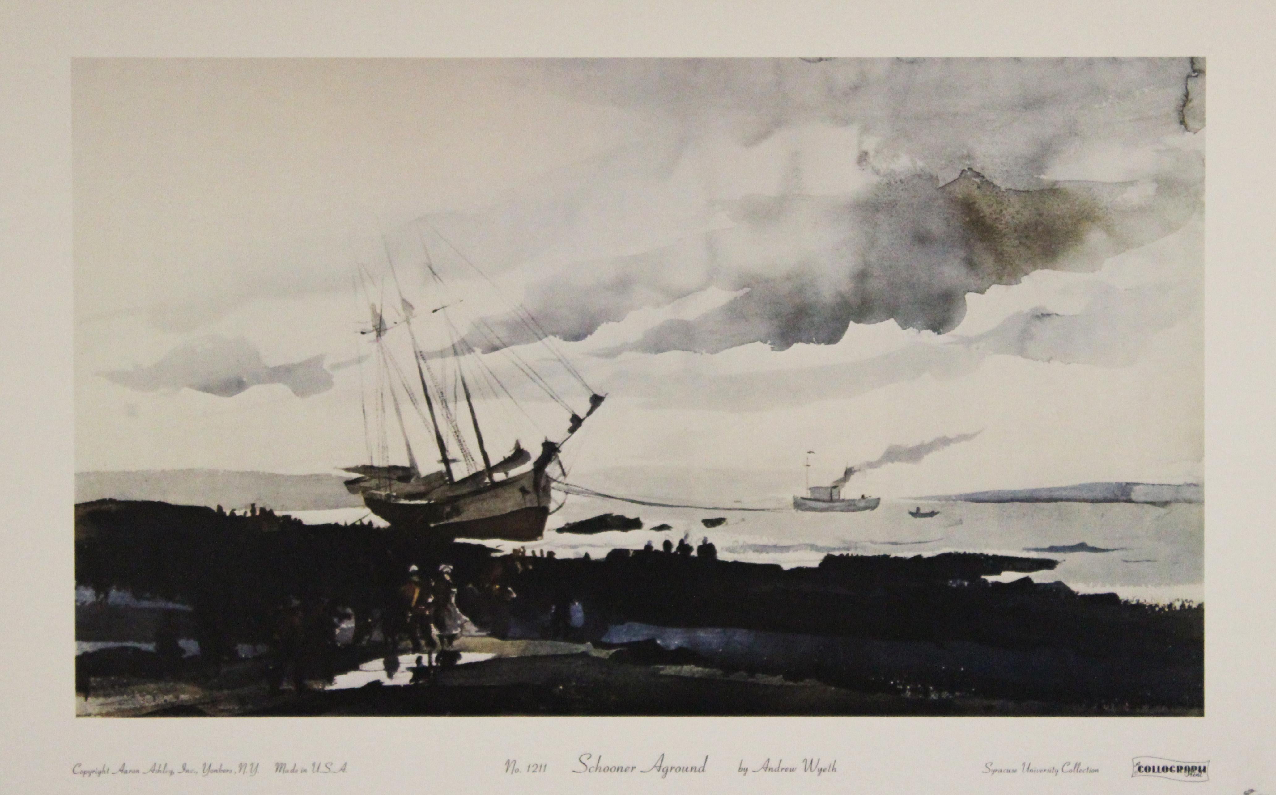 (after) Andrew Wyeth Landscape Print - Schooner Aground-Poster. Copyright Aaron Ashley, Inc.