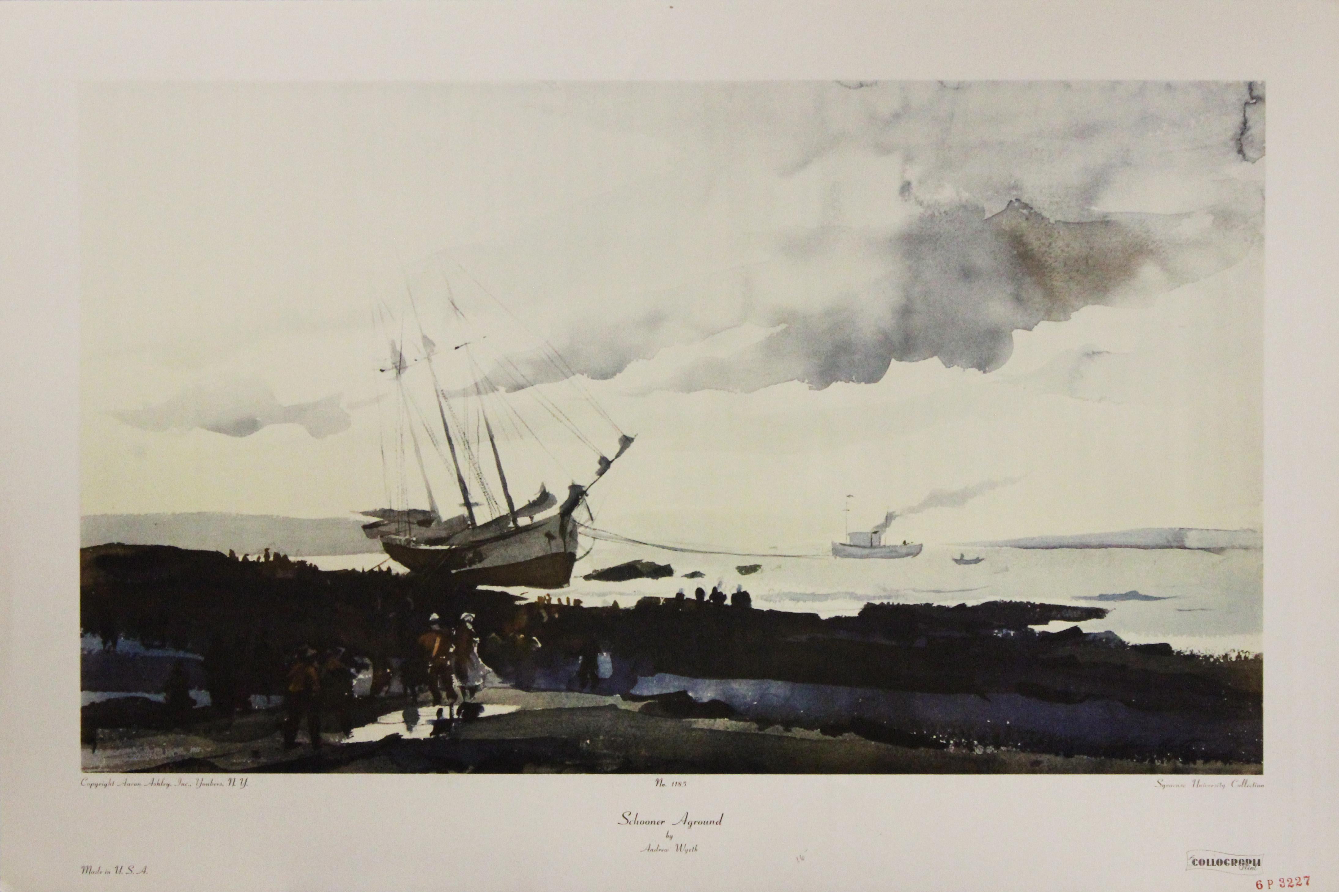 (after) Andrew Wyeth Landscape Print - Schooner Aground-Poster. Copyright Aaron Ashley, Inc. 