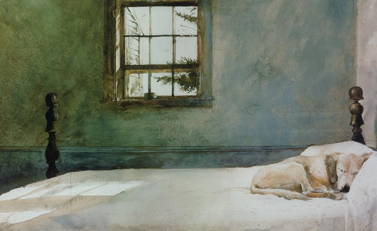Gelbes Lab Sleeping in the Bed, 2009 – Print von (after) Andrew Wyeth