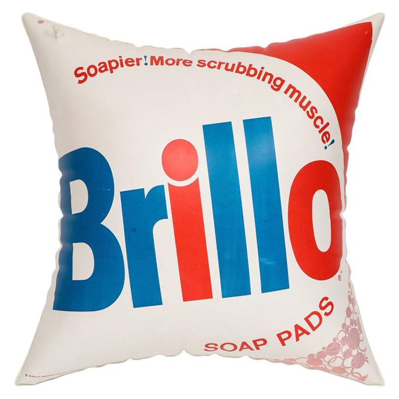 After Andy Warhol Brillo Pillow, Red, White, Blue, Inflatable, Signed For Sale