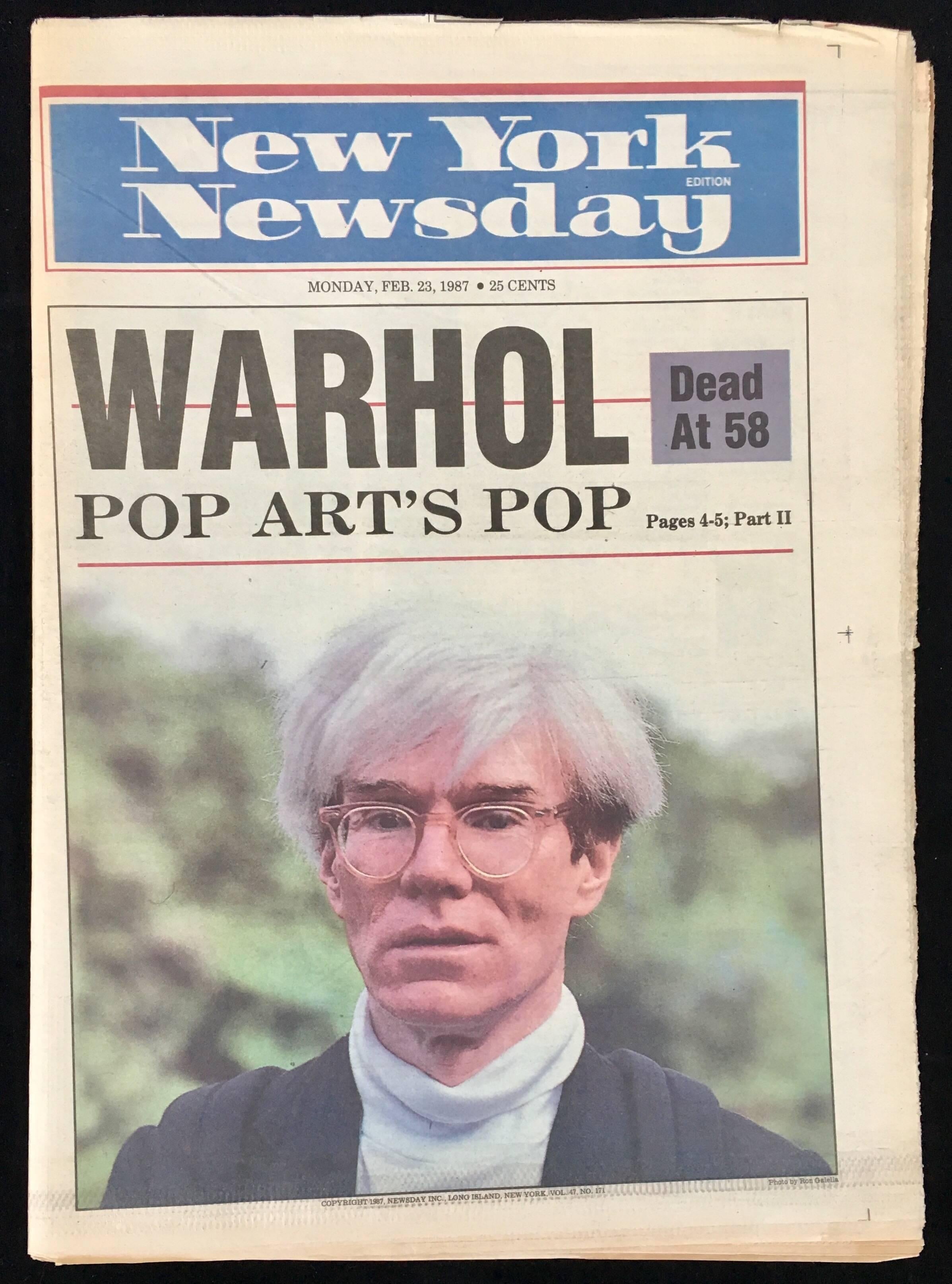 Warhol Dies! Set of 5 NY Newspapers - Pop Art Art by (after) Andy Warhol