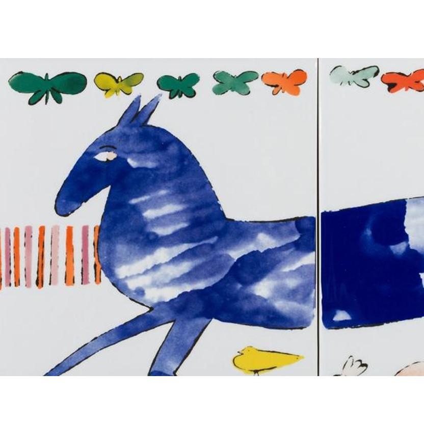 ANDY WARHOL
Blue Horse
2002
Porcelain, printed decor in colors, in wooden frame
33.7 × 81.5 cm (13.3 × 32.1 in)
Edition of 49
Signed in glaze (fac-simile signature), numbered on the reverse on label In wooden box, accompanied by Certificate of