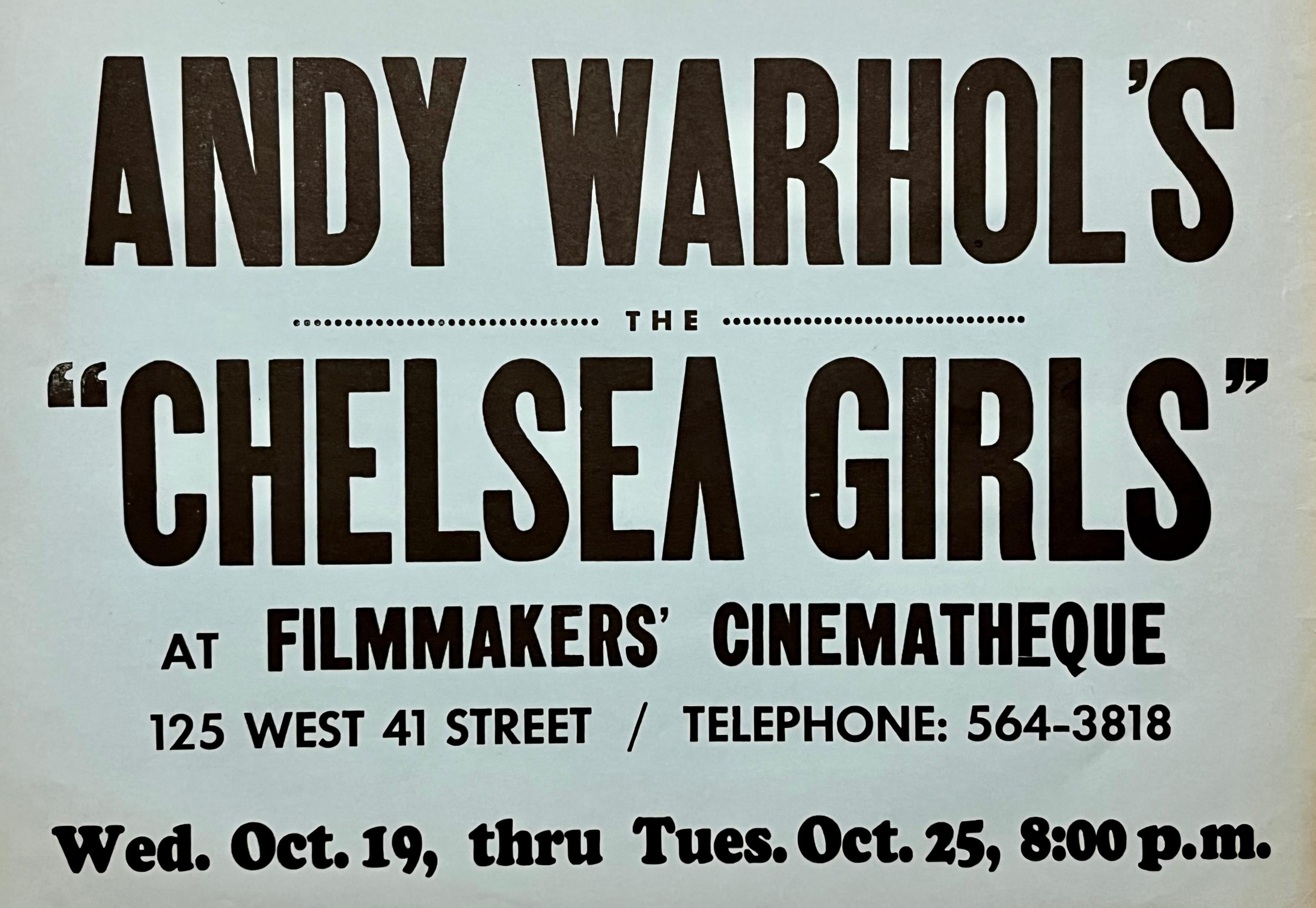 Andy Warhol Chelsea Girls 1966 (announcement)