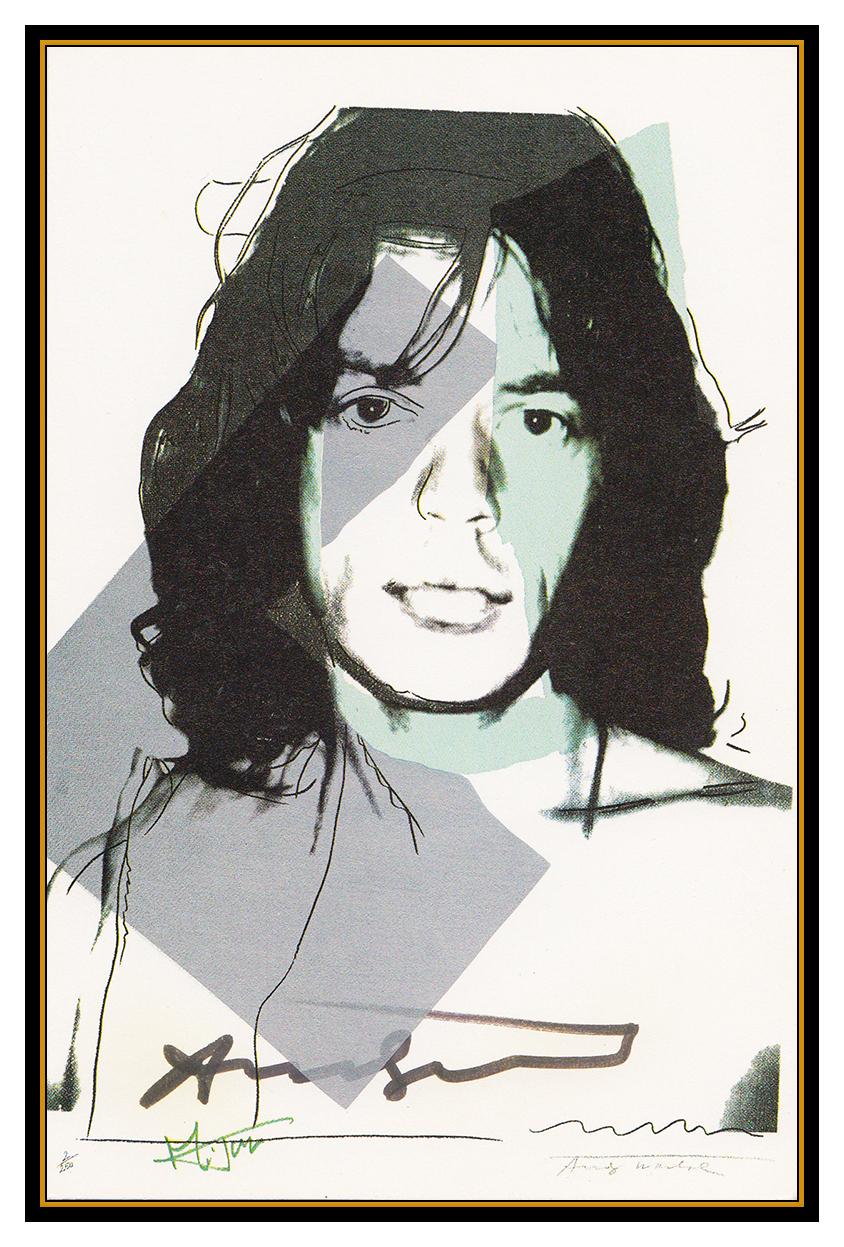 Andy Warhol Original Hand Signed Lithograph Mick Jagger Portrait Authentic Art - Print by (after) Andy Warhol