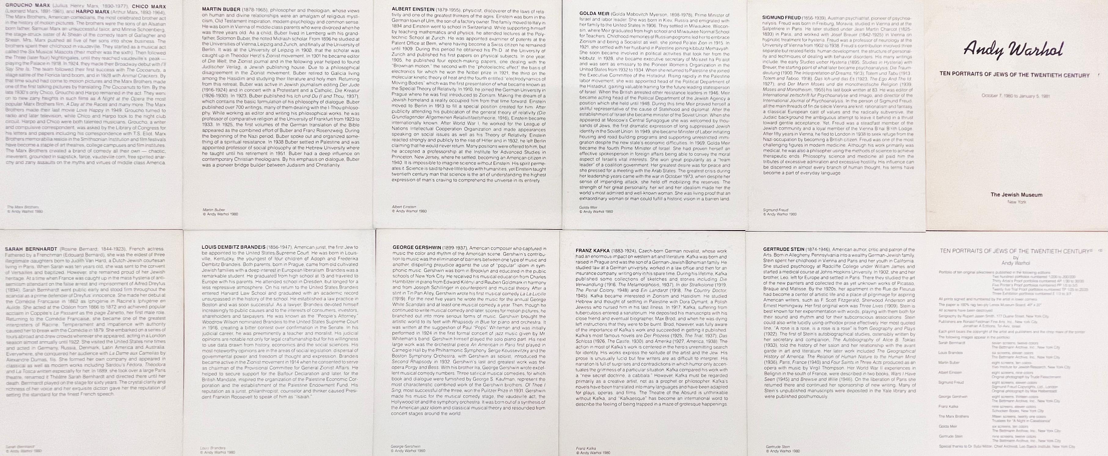 Andy Warhol Portraits of Jews of the 20th Century (announcements) 1