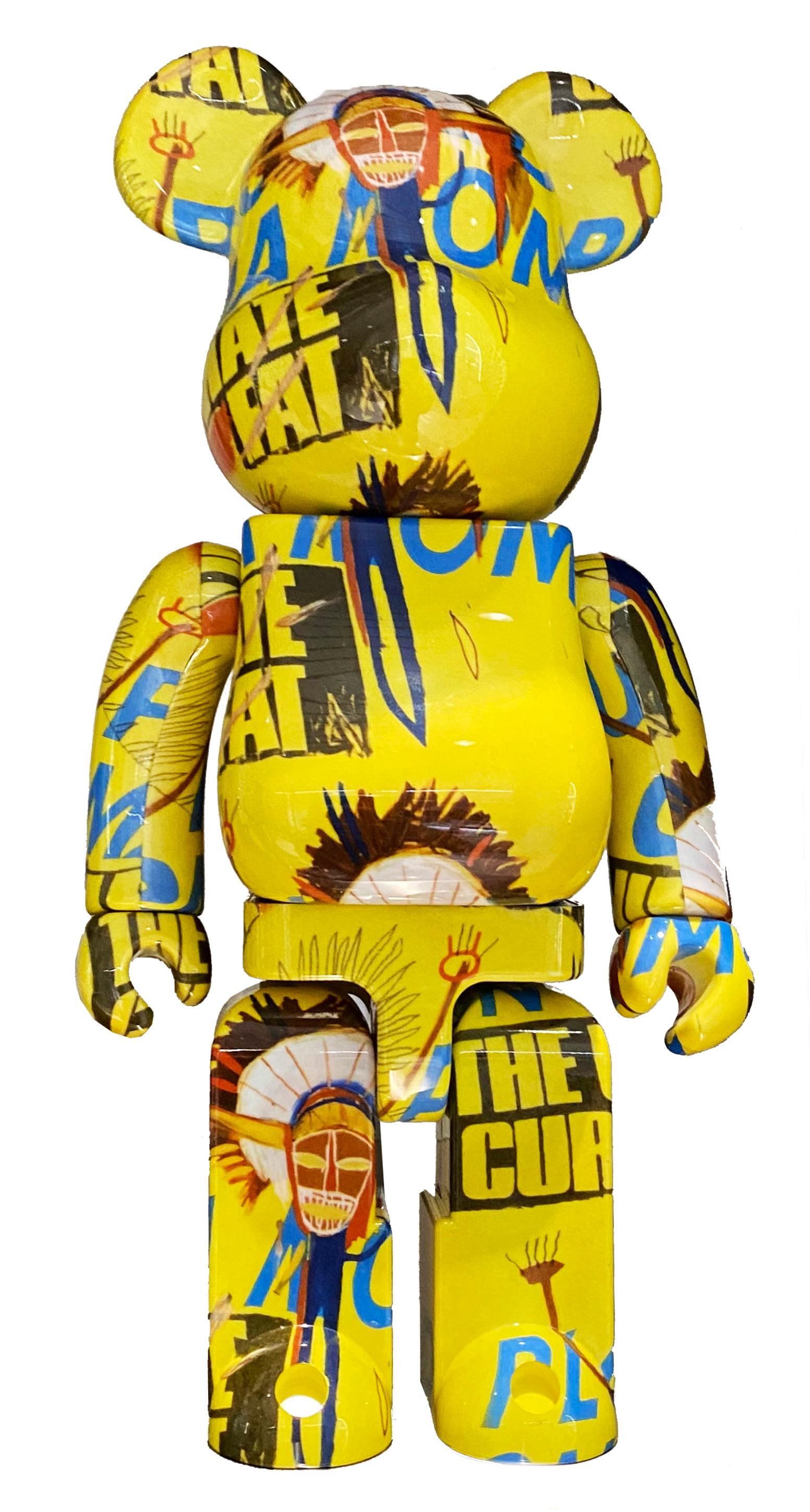 Bearbrick x Andy Warhol and Jean-Michel Basquiat Founadtions 400% Vinyl Figures: Set of two works: collectibles trademarked & licensed by the Estate of Jean-Michel Basquiat & Andy Warhol, respectively. The partnered collectibles reveals details from