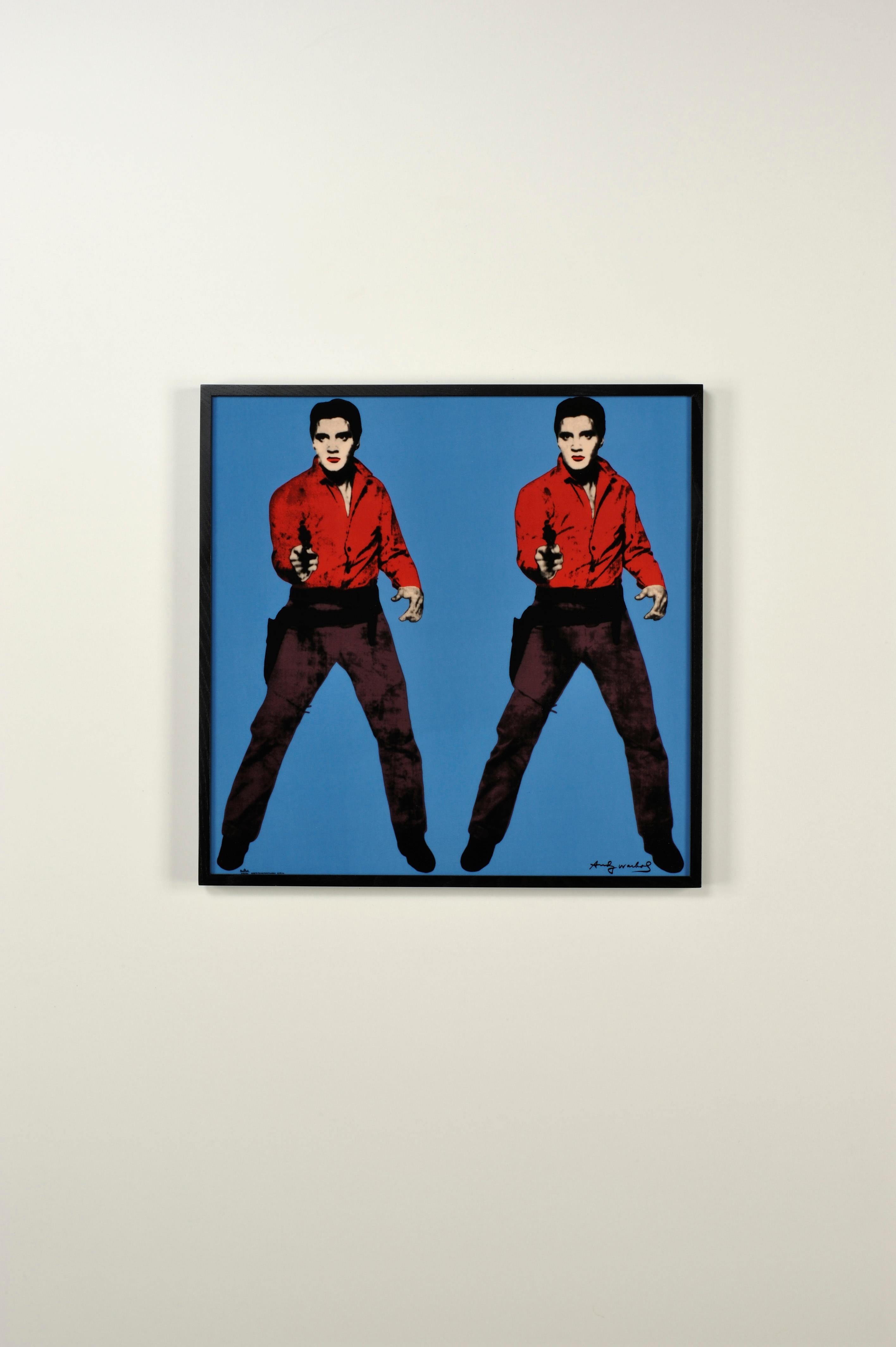 Blauer Elvis – Zeitgenössische Kunst, Editionen, Andy Warhol, gerahmt, Emaille, Pop Art im Angebot 1