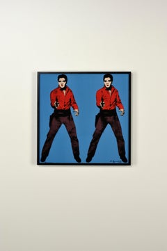 Art contemporain Elvis bleu, Éditions, Andy Warhol, Encadré, Émail, Pop Art
