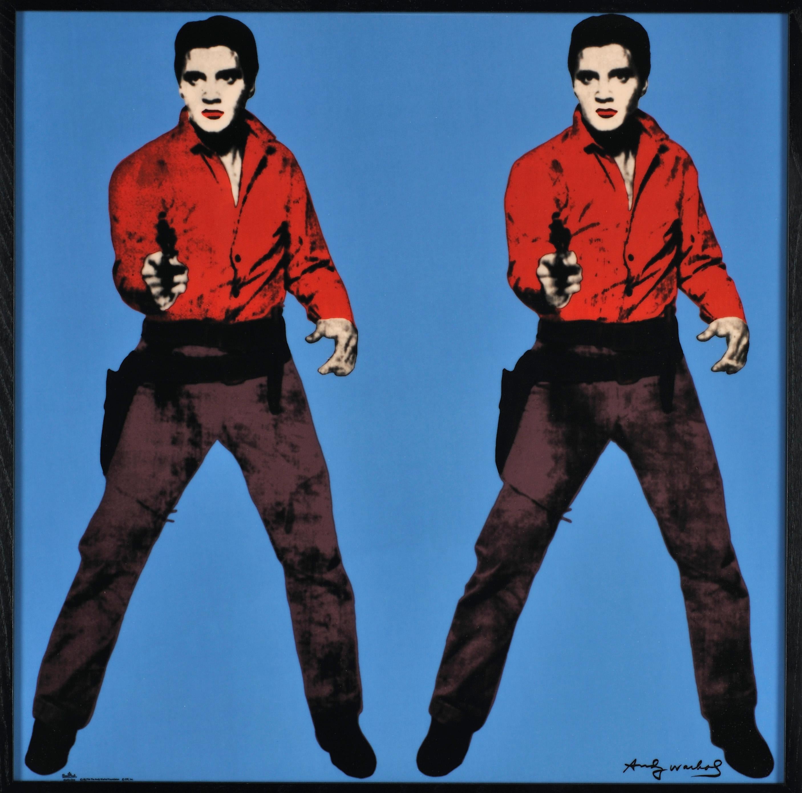 (after) Andy Warhol Portrait Print - Blue Elvis -Contemporary Art, Editions, Andy Warhol, Framed, Enamel, Pop Art