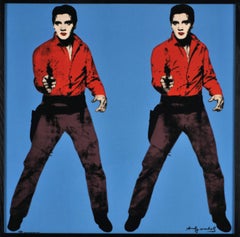 Blauer Elvis – Zeitgenössische Kunst, Editionen, Andy Warhol, gerahmt, Emaille, Pop Art