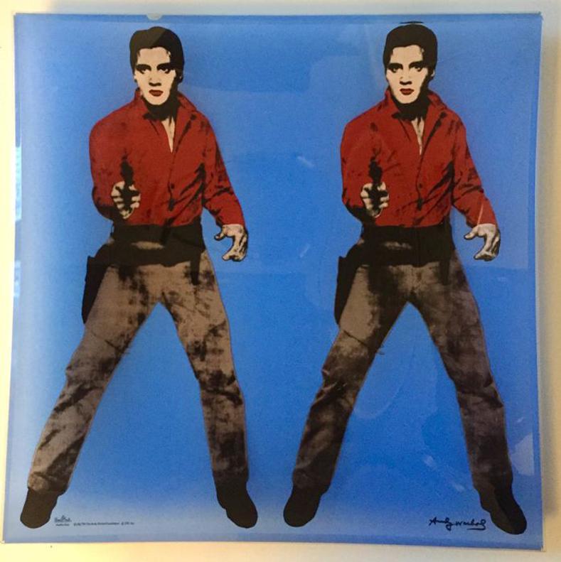 (after) Andy Warhol Portrait Print - Double Elvis Plate (Blue)