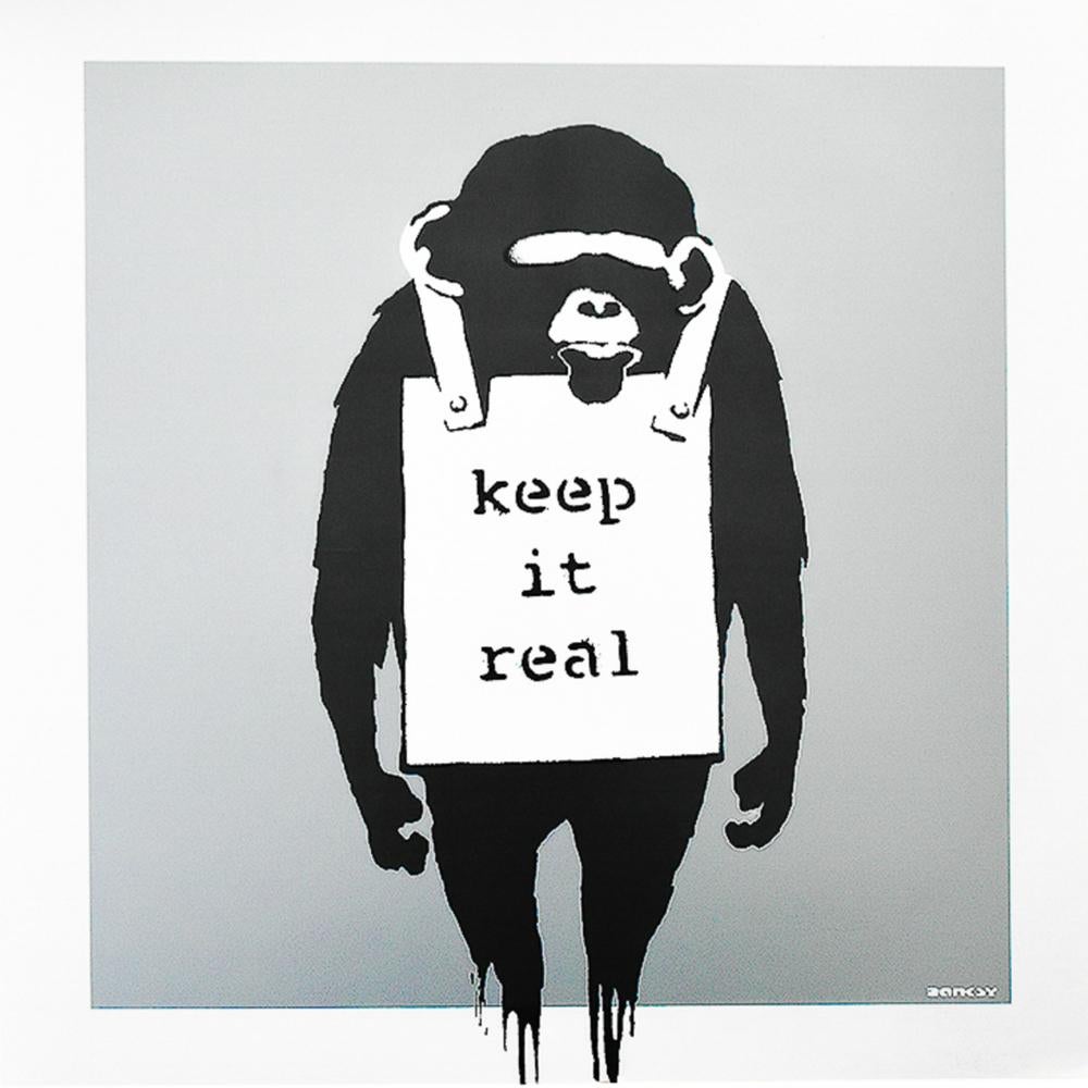 Keep It Real, Laugh Now LP (Silver) by Banksy - Gray Figurative Print by (after) Andy Warhol