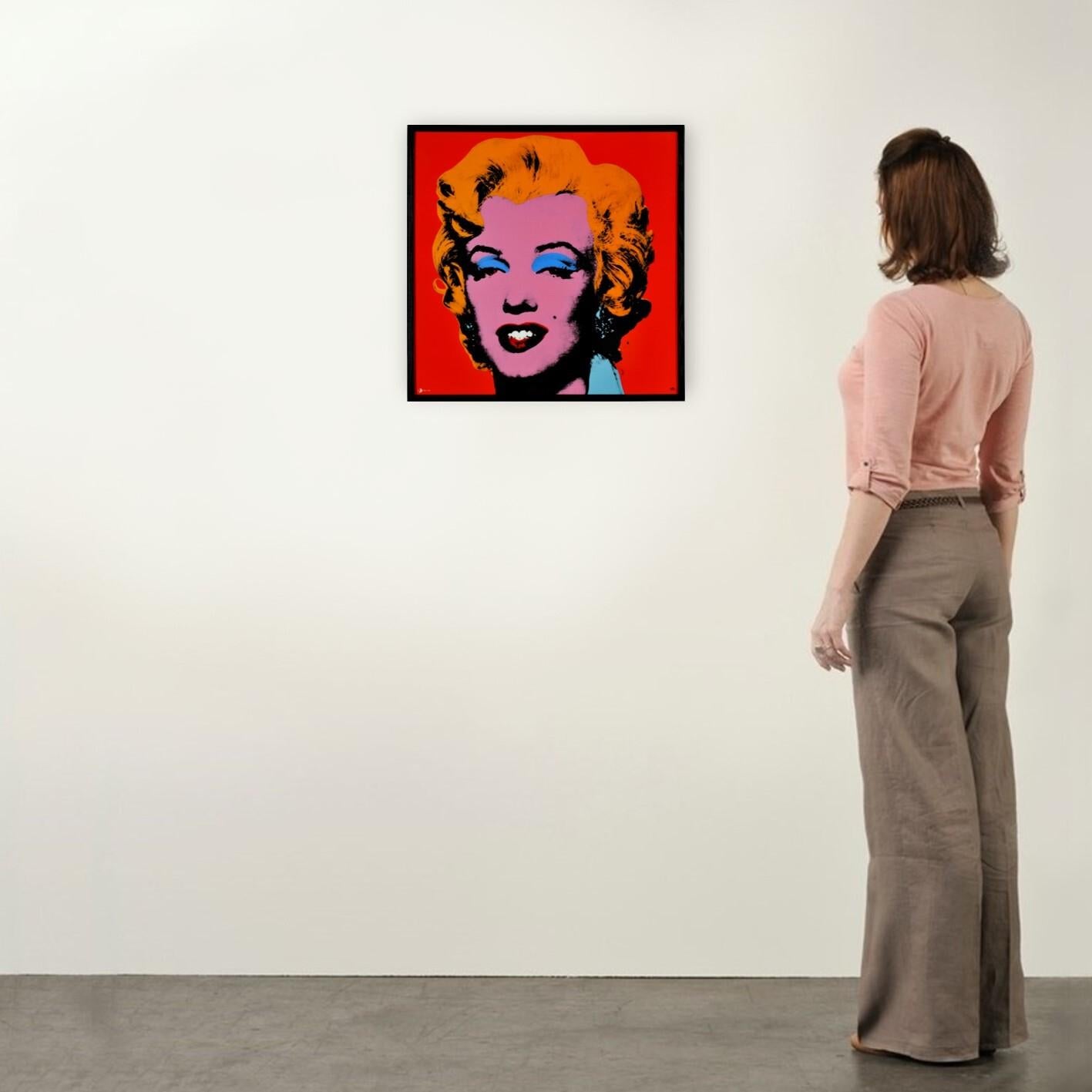 Marilyn (Orange-Rosa) -Zeitgenössische Editionen, Warhol, Gerahmt, Emaille, Pop Art im Angebot 2