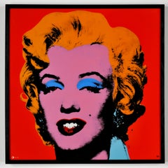 Marilyn (Orange-Rose) -Editions contemporaines, Warhol, encadré, émail, Pop Art