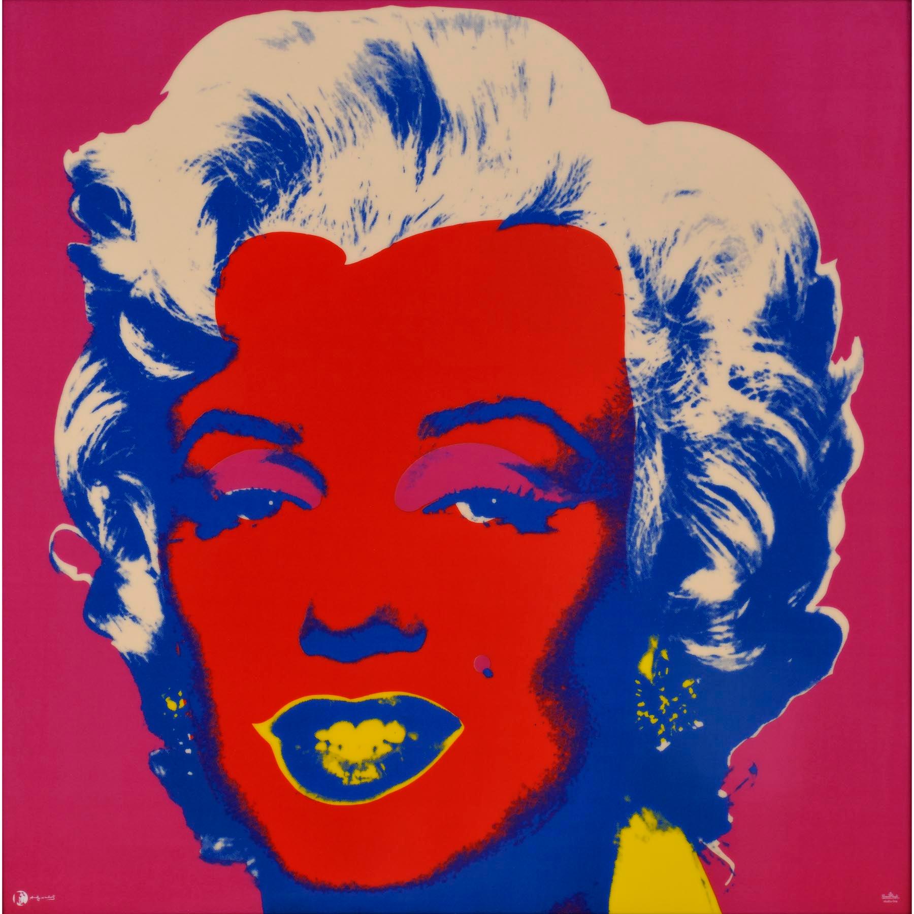 Marilyn (Lila-Rot)-Zeitgenössische Editionen, Andy Warhol, Gerahmt, Emaille, Pop Art