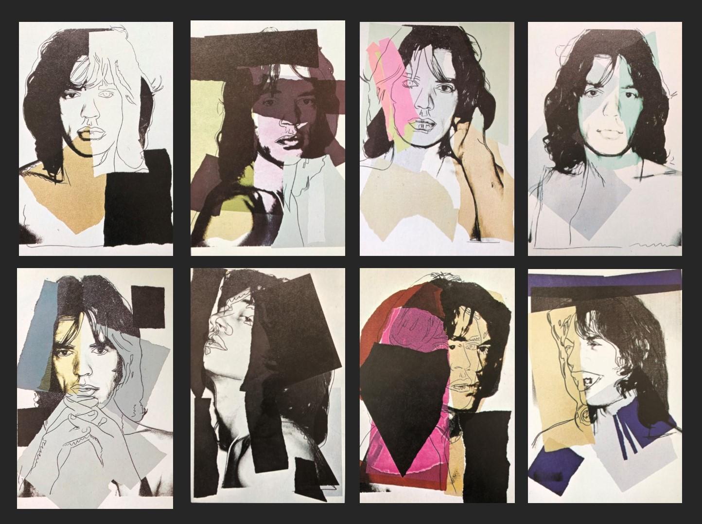 Set von 10 Ankündigungskarten von Jagger, Rolling Stones, Musiker, Pop, von Andy Warhol