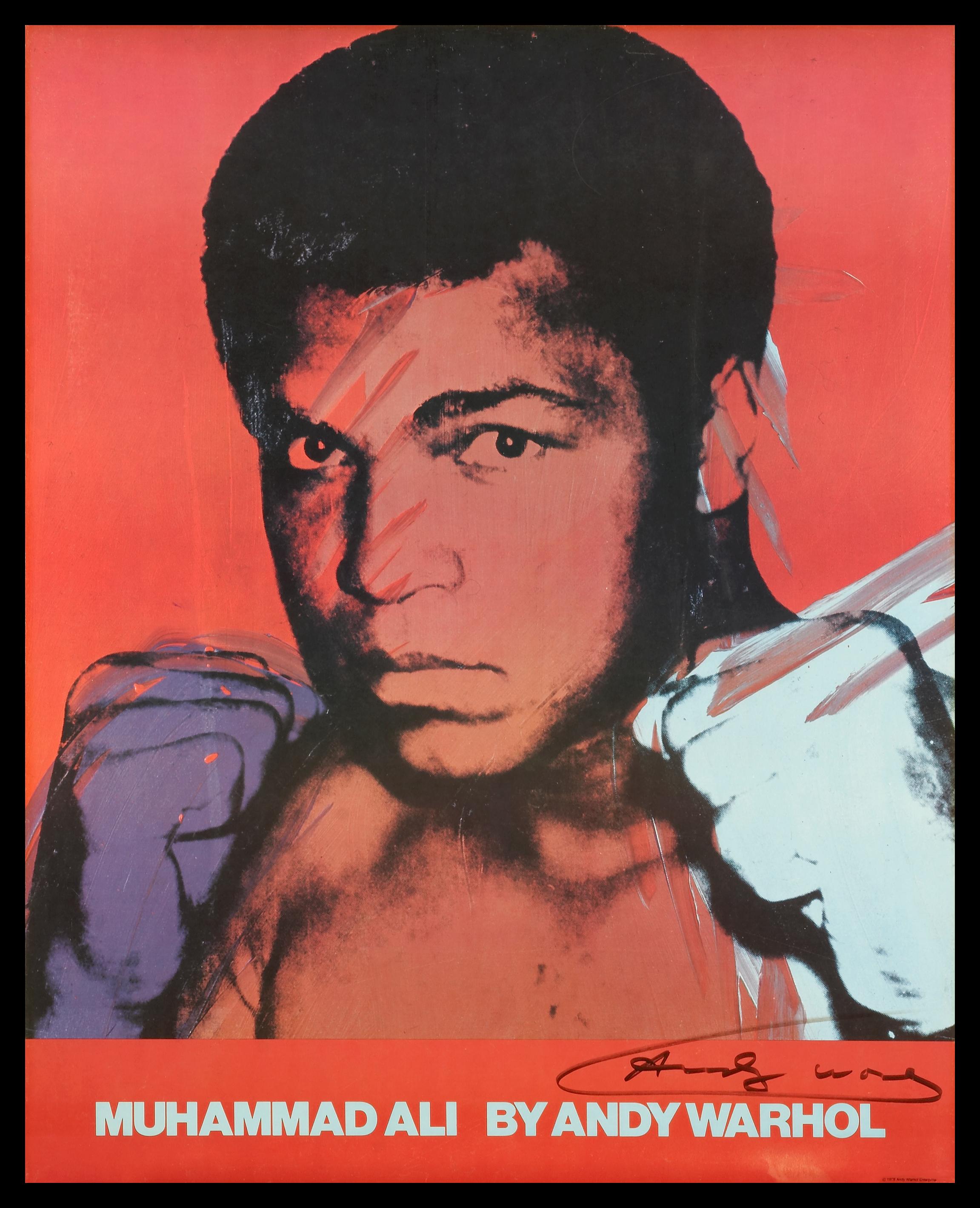 (after) Andy Warhol Portrait Print – „Muhammad Ali“ – Ausstellungsplakat