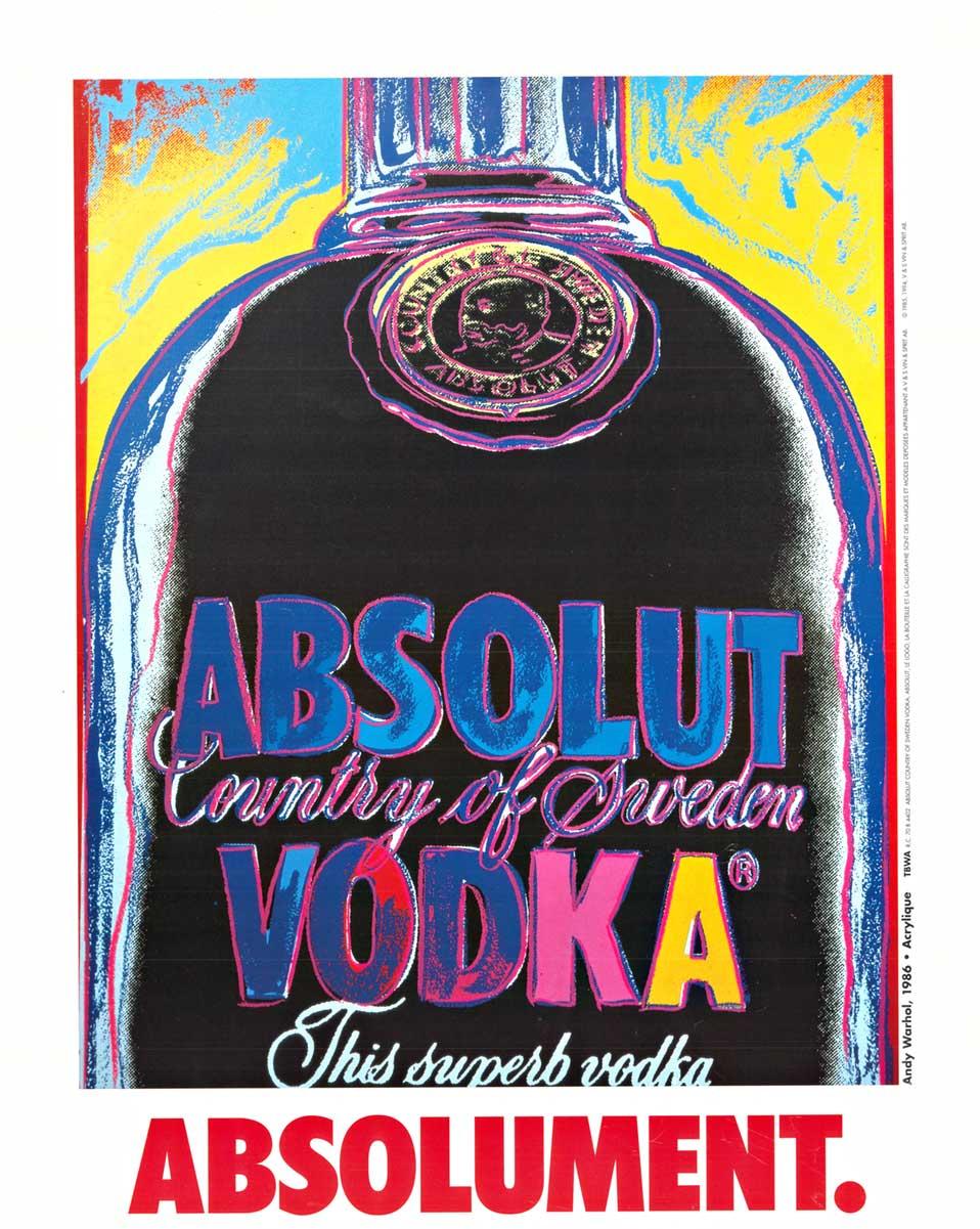 Poster originale Absolut Vodka Absolument Galerie Lavignes, Parigi - Figurative Print Nero di (after) Andy Warhol