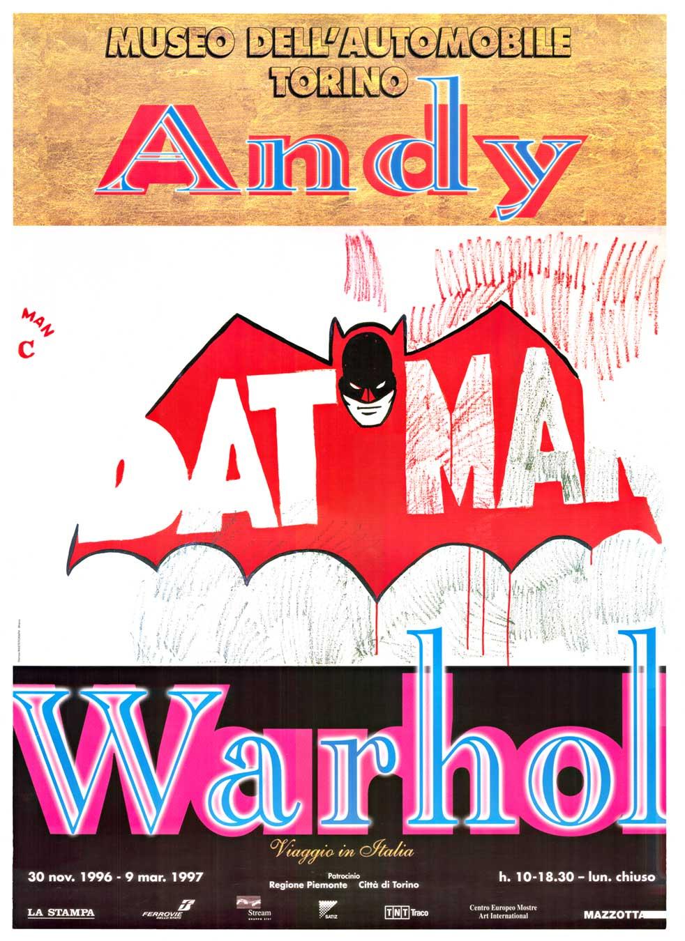 (after) Andy Warhol Figurative Print - Original Batman Museo Dell'Automobile Torino vintage Italian poster
