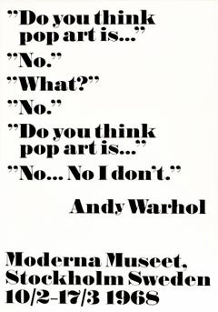 Original Vintage Andy Warhol Poster Do You Think Pop Art Is No I Don't Quote Art