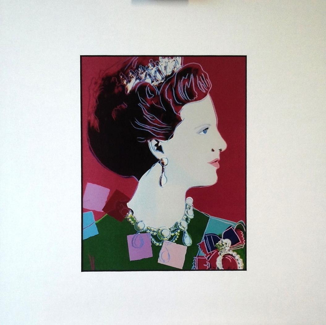 (after) Andy Warhol Portrait Print - Andy Warhol (after) "Reigning Queens: Margrethe II" Art Basel 1987 Vintage Print