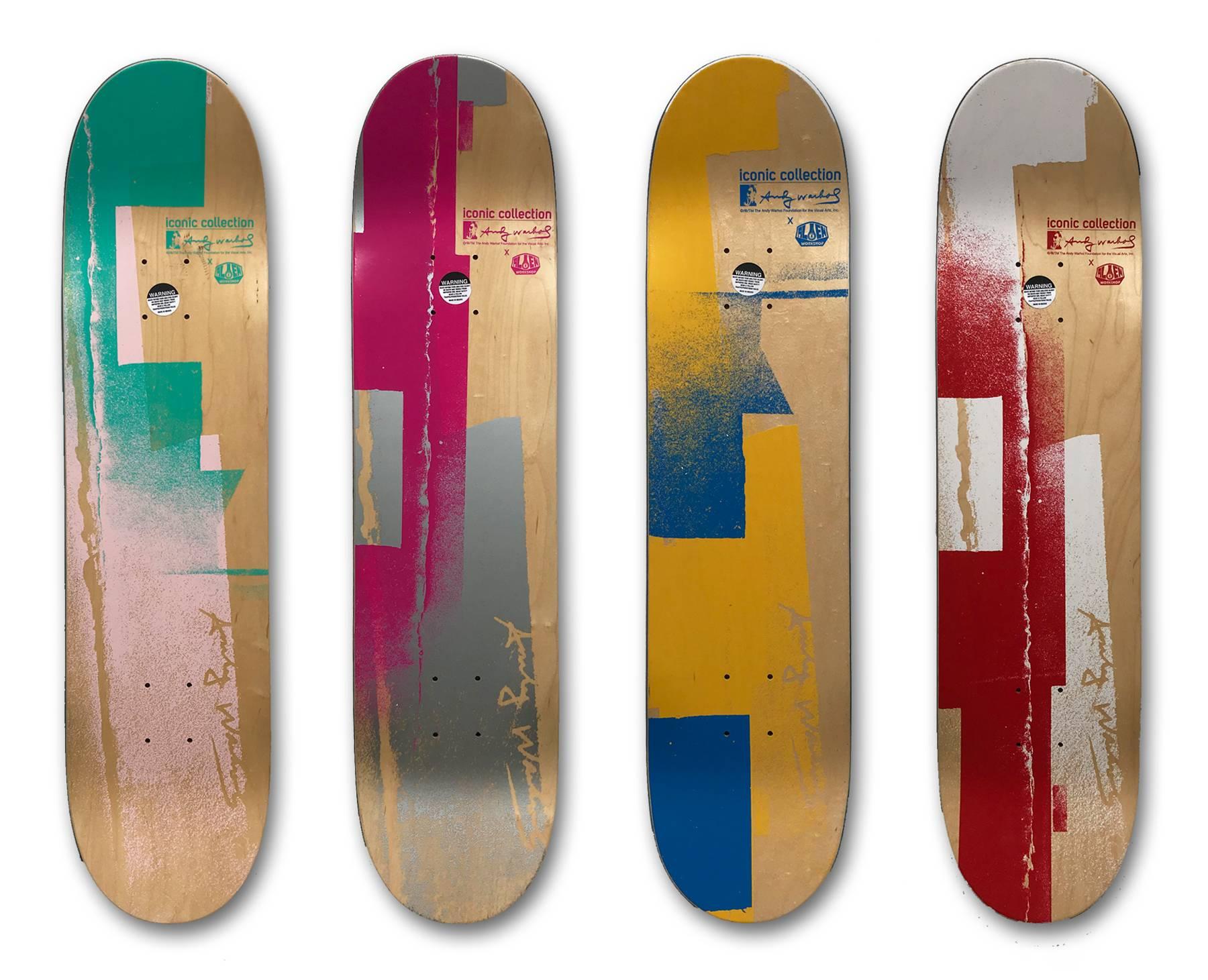 Set of 4 Skateboard Decks (Marilyn, Warhol Portrait, Elvis, Campbells Soup Cans) - Print by (after) Andy Warhol