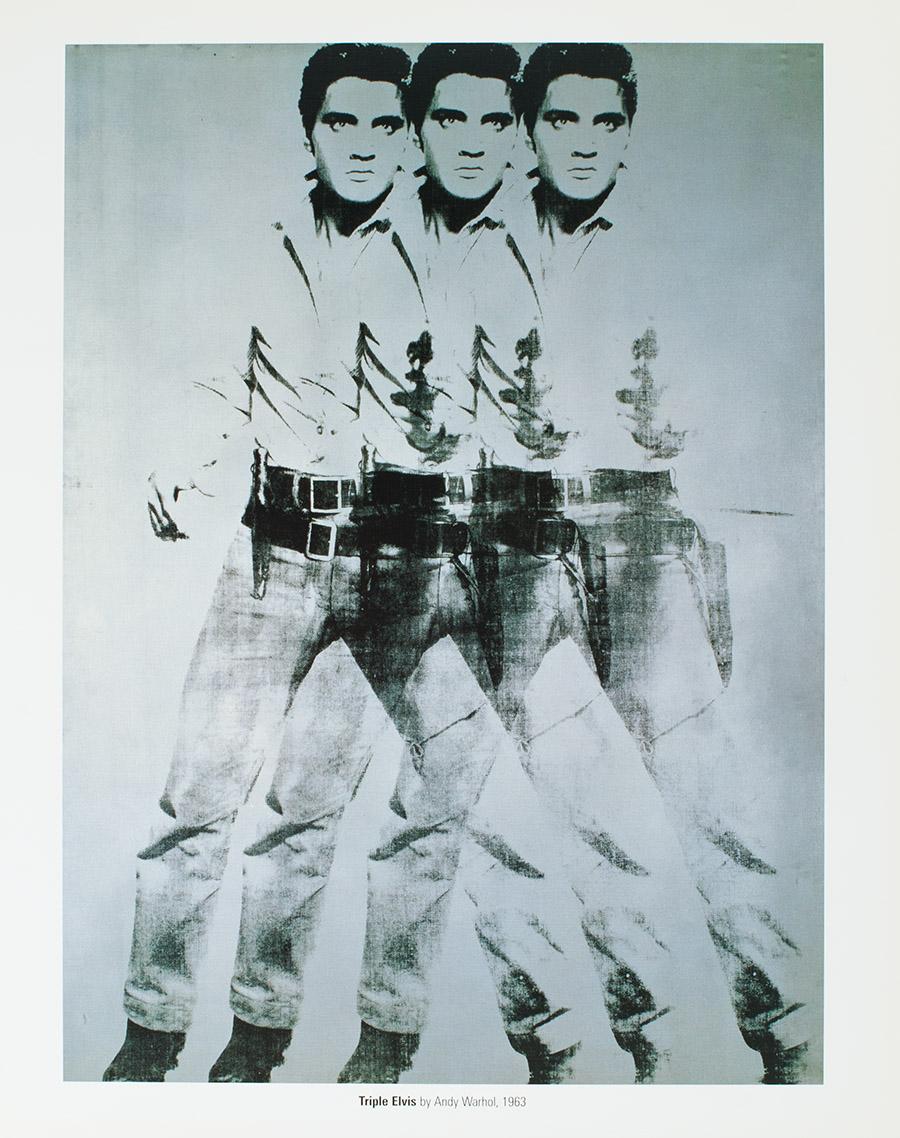 (after) Andy Warhol Portrait Print - 'Triple Elvis'