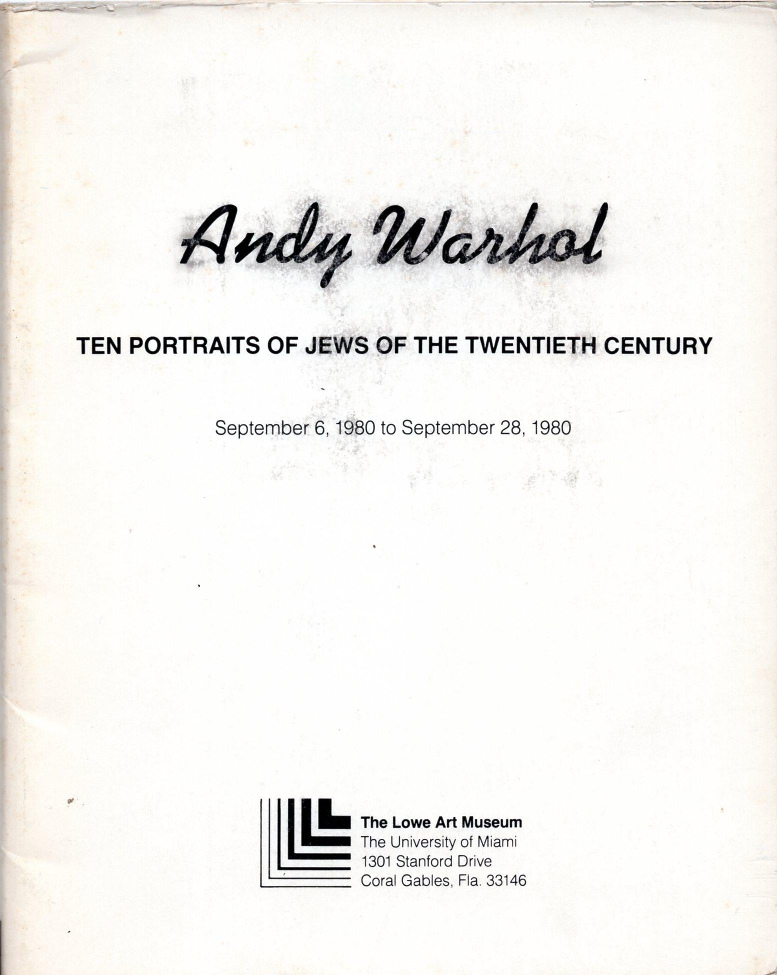 Warhol Portraits of Jews of the 20th Century  (set of ten 1980 announcements)  1