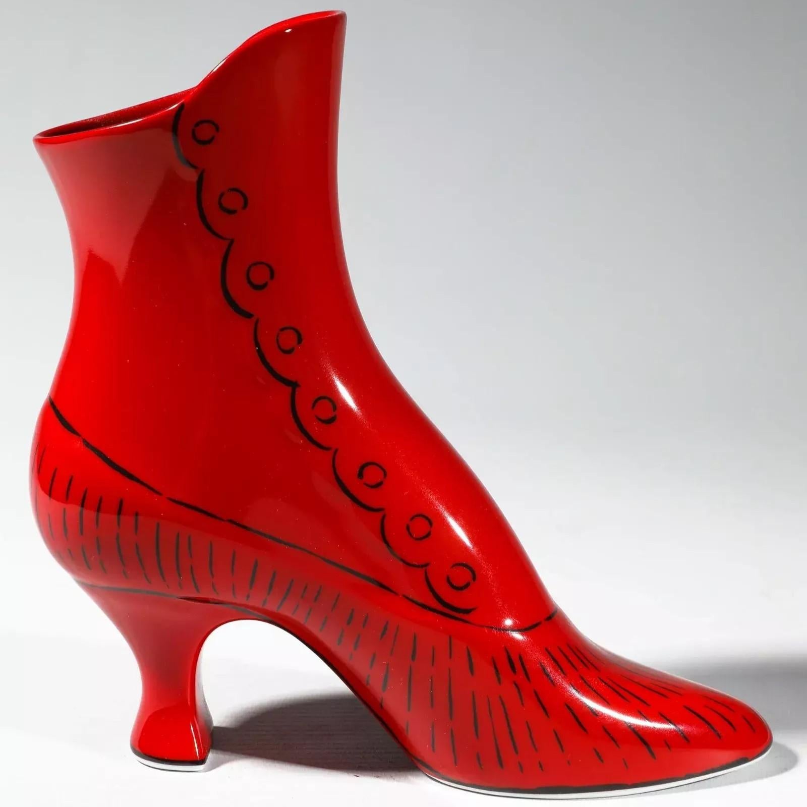 (after) Andy Warhol Figurative Sculpture - Andy Warhol, Red Christmas Shoe -Porcelain, Contemporary, Edition, Pop Art, Gift