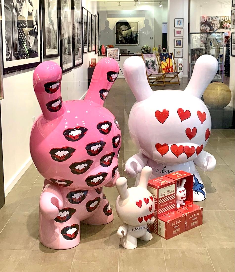Unique One-OF Dunny sculpture by Kid Robot and The Andy Warhol Foundation. This Dunny was created for the LOVE MUSEUM Pop-Up in L.A. as the ultimate social media photo opportunity. The sculpture measures a huge four feet tall and is the only one in