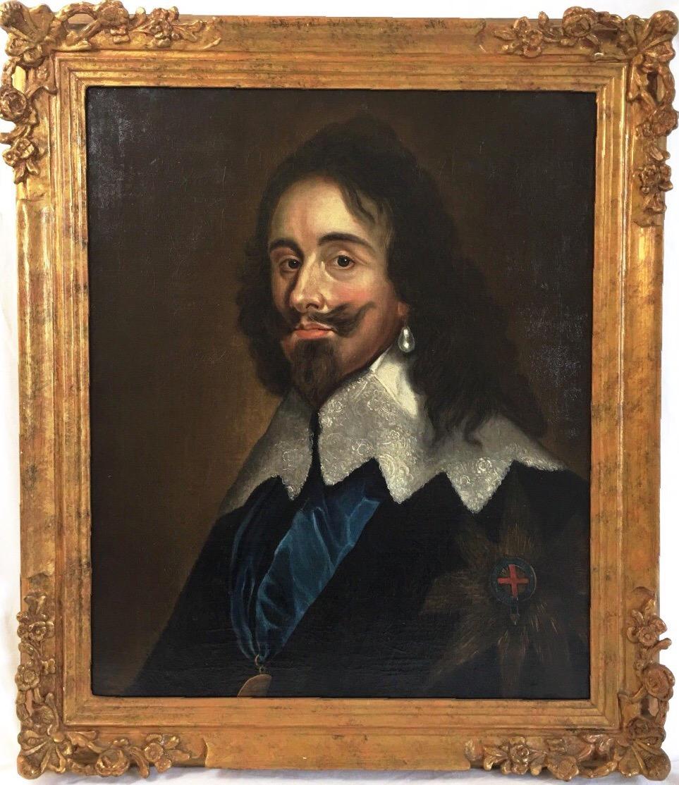 (After) Anthony Van Dyck Portrait Painting - 18thc Oil Portrait of King Charles 1st After Anthony Van Dyck