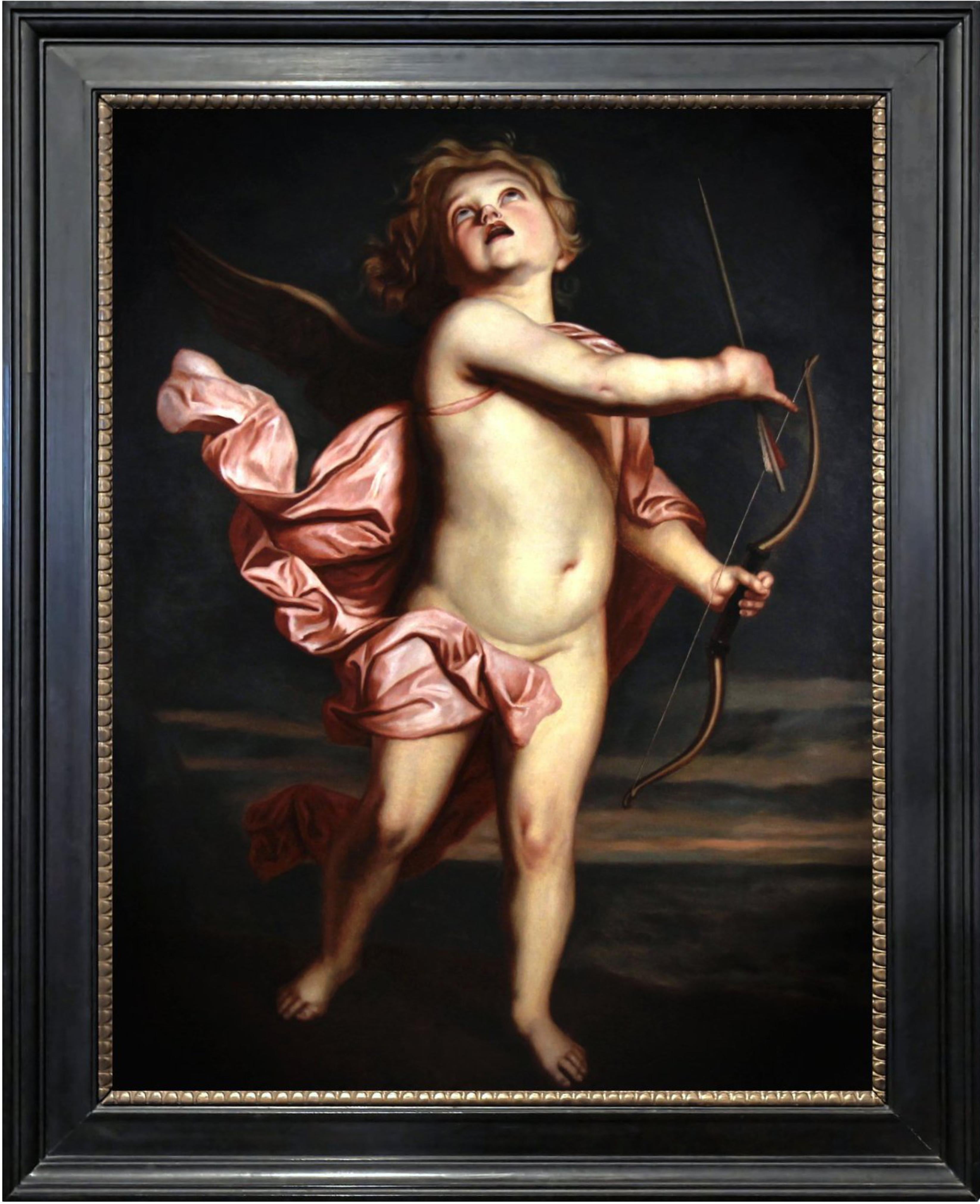 Nude Painting (After) Anthony Van Dyck - Peinture à l'huile sur toile représentant Cupidon, style baroque, vers 1900, d'après Anthony Van Dyck