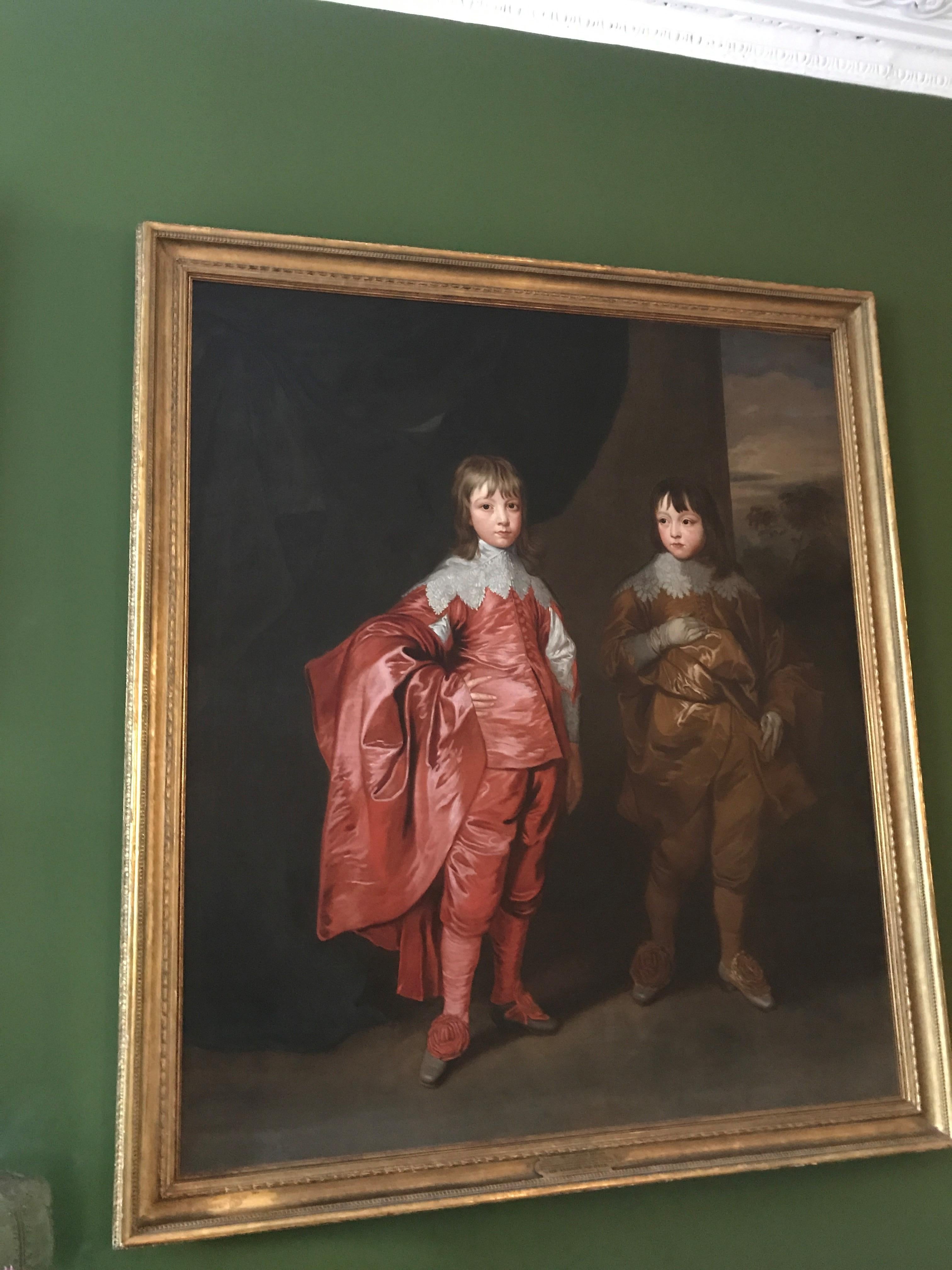 Double portrait peinture à l'huile Frères George, 2nd Duke Buckingham & Lord Francis - Noir Figurative Painting par (After) Anthony Van Dyck