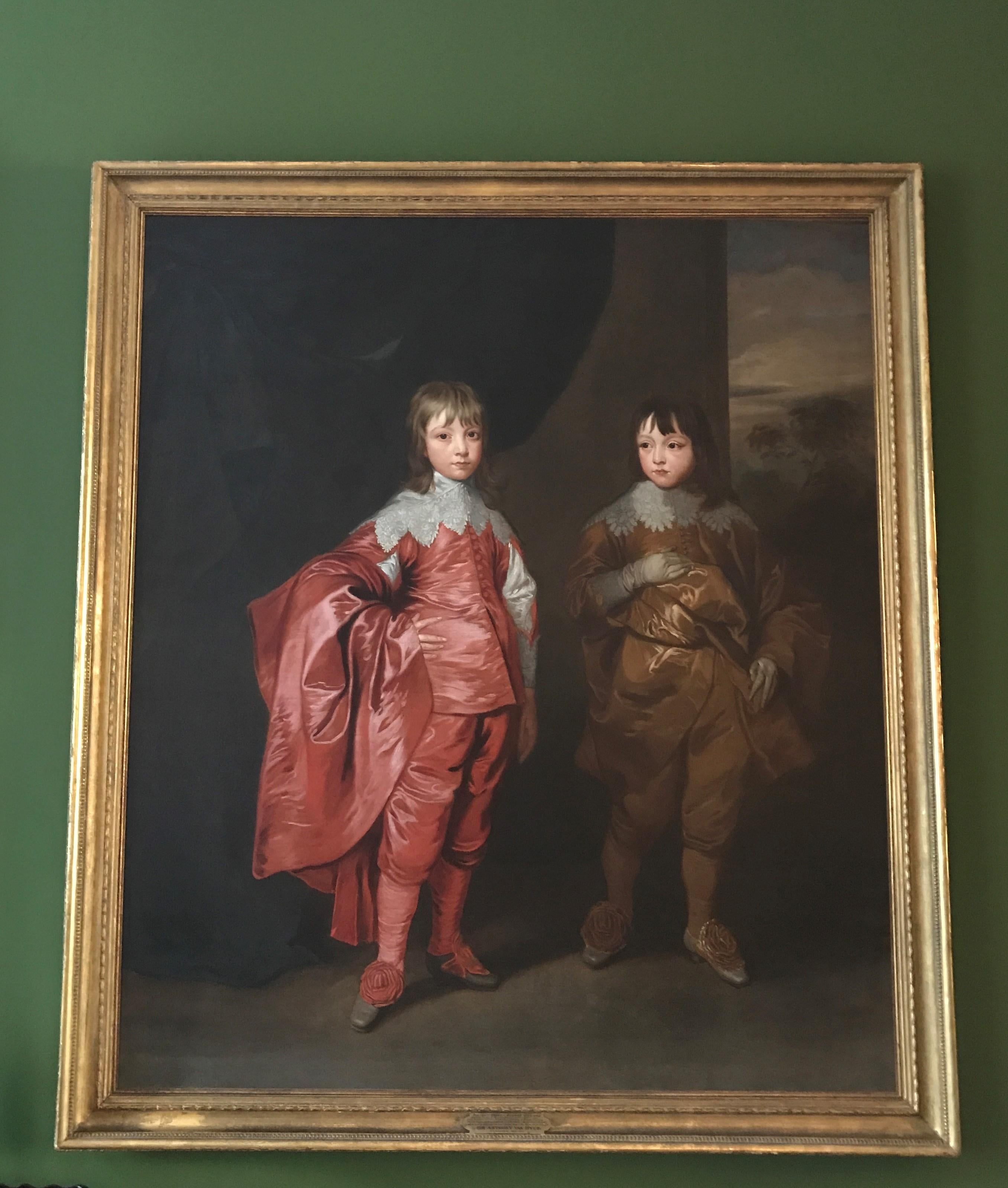 (After) Anthony Van Dyck Figurative Painting - Double Portrait Oil Painting Brothers George, 2nd Duke Buckingham & Lord Francis