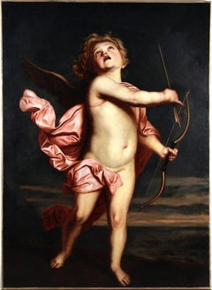 Huile sur toile "Cupidon" vers 1900 d'après Anthony Van Dyck